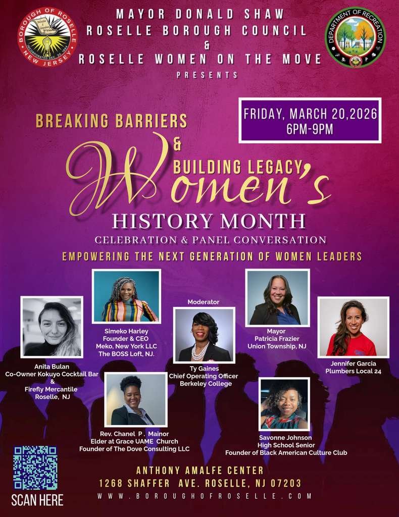 𝐇𝐞𝐥𝐥𝐨 𝐞𝐯𝐞𝐫𝐲𝐨𝐧𝐞! 🌟

An amazing Women&rsquo;s History Month celebration is happening tonight in the community, organized by the Borough of Roselle at the Anthony Amalfe Center, Roselle NJ.

We&rsquo;re grateful to support this event and e