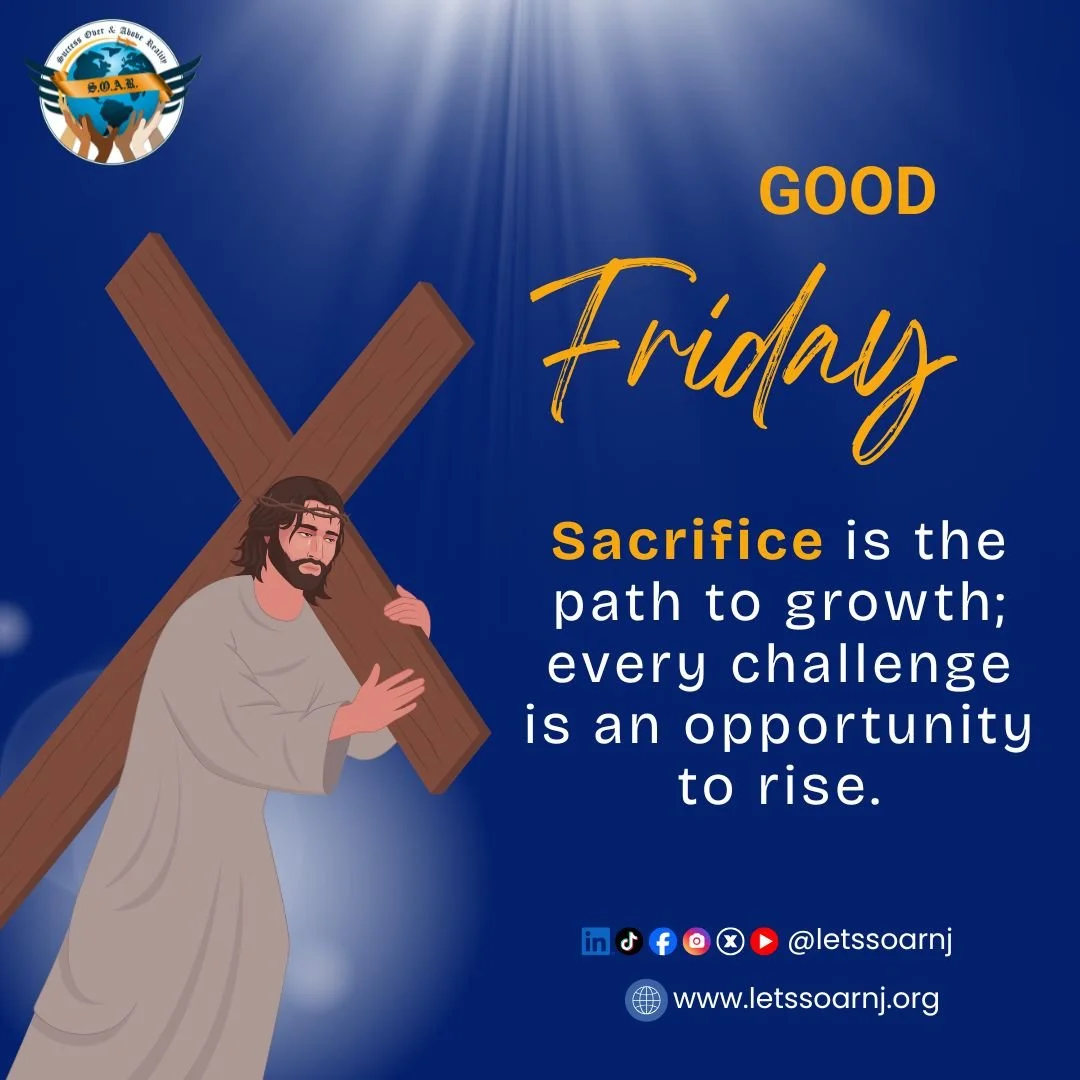 𝐆𝐨𝐨𝐝 𝐅𝐫𝐢𝐝𝐚𝐲
A day to reflect on perseverance, resilience, and the power of faith.

📩 Send us a DM or email us directly for more information, or visit our website to learn more about all our programs.
info@letssoarnj.org | www.letssoarnj.or