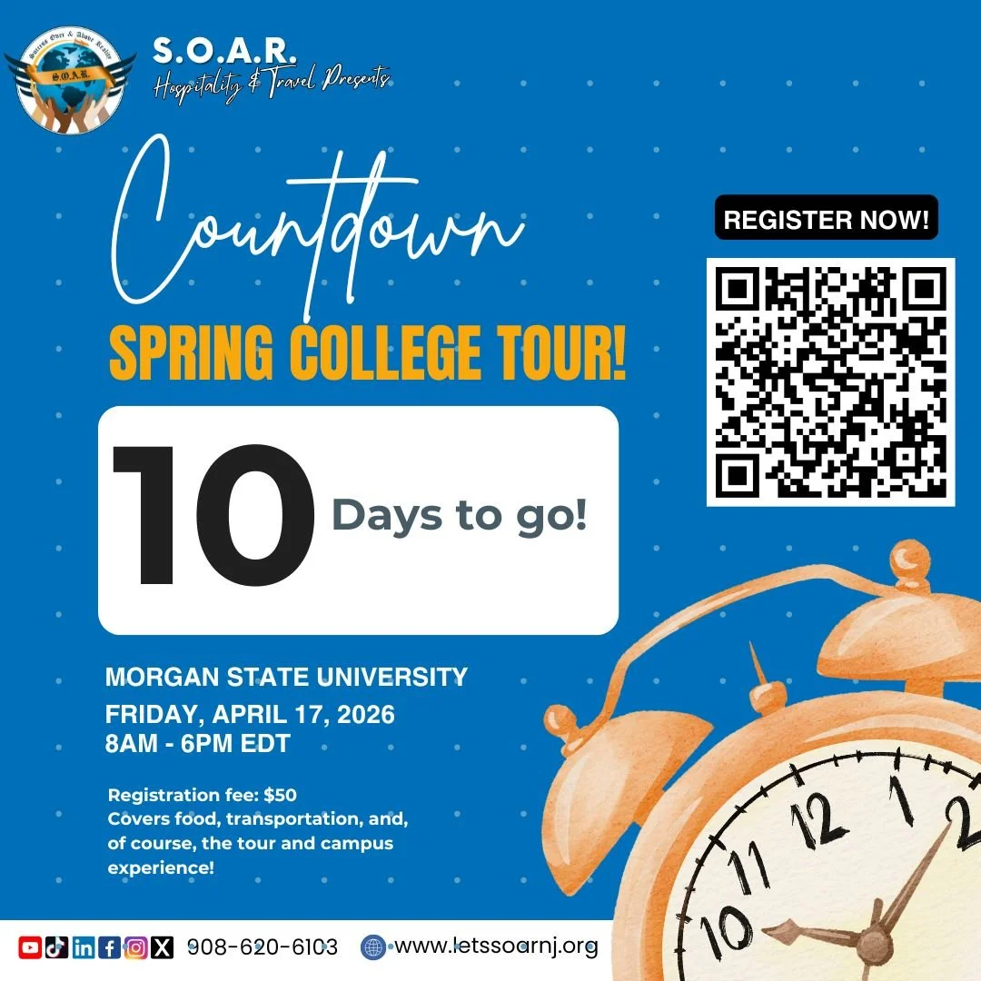 ⏳ 𝟏𝟎 𝐃𝐚𝐲𝐬 𝐭𝐨 𝐆𝐨!
The S.O.A.R. Spring College Tour is almost here! 🎓
Come explore Morgan State University with us and get a real taste of college life.

🚀 Register now, spots are limited!
https://form.jotform.com/230581339572459

#SOARYout