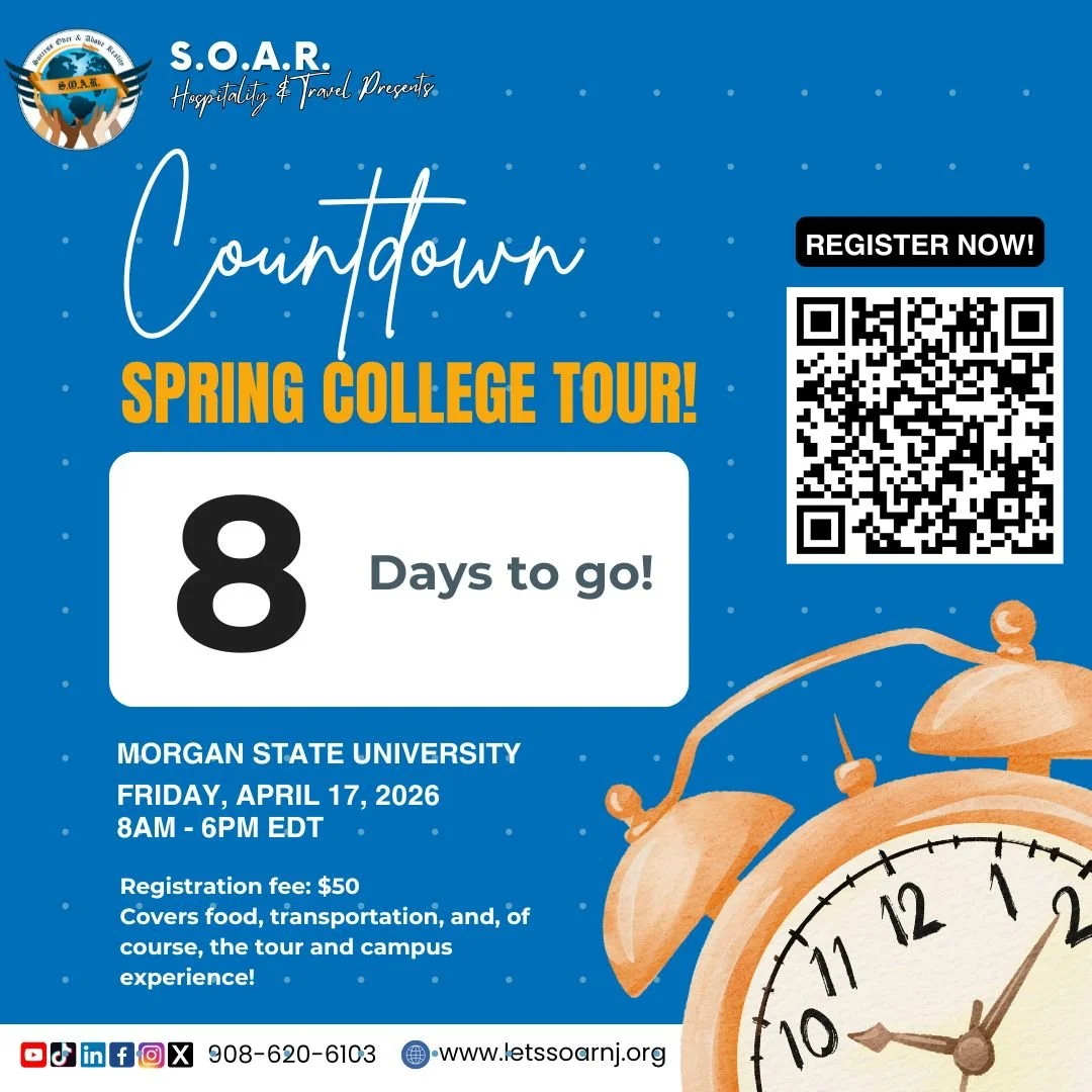 ⏳ 𝟖 𝐃𝐚𝐲𝐬 𝐭𝐨 𝐆𝐨!
Don&rsquo;t miss out, register now for the S.O.A.R. College Tour to Morgan State University! 🌟

Secure your spot and get ready to explore campus life! 🚀
https://form.jotform.com/230581339572459

#SOARYouth #SOARLeaders #SOA
