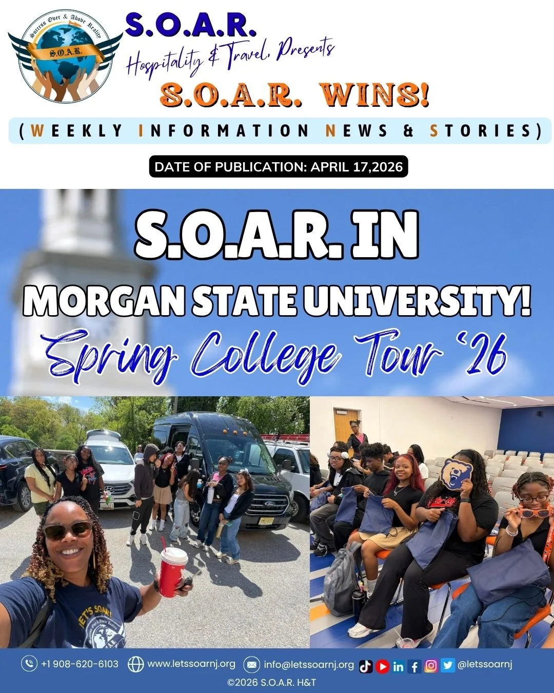 📰 📢𝐇𝐎𝐓 𝐎𝐅𝐅 𝐓𝐇𝐄 𝐏𝐑𝐄𝐒𝐒!!
S.O.A.R. College Tour: Exploring Morgan State University Today 🎓✨

Advanced Series Week 2: Building Financial Literacy and Entrepreneurial Mindsets 💼📊

Flexible Learning, Real Impact: Discover S.O.A.R. Hybrid