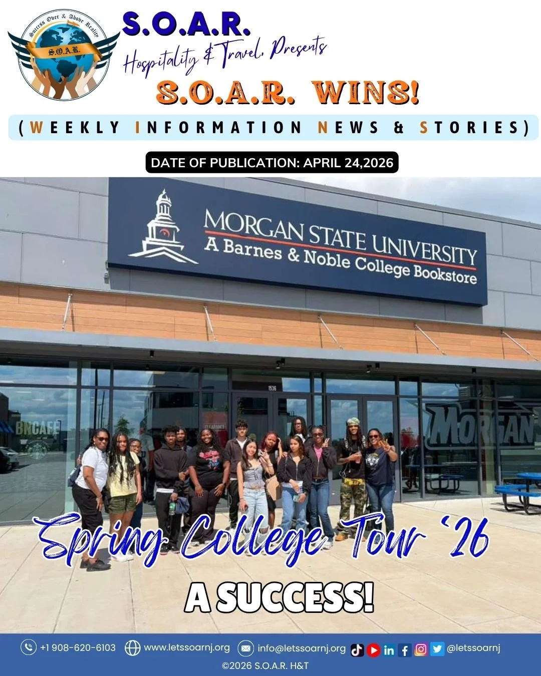 📰 📢𝐇𝐎𝐓 𝐎𝐅𝐅 𝐓𝐇𝐄 𝐏𝐑𝐄𝐒𝐒!!
A Proud S.O.A.R. Moment at Morgan State University 🚀🎓

Connecting With Youth: S.O.A.R. at the Franklin Youth Center Resource Fair 🤝🌟
 
Honoring Earth Day: Working Together for a Better Tomorrow 🌱🌟

 Advanc