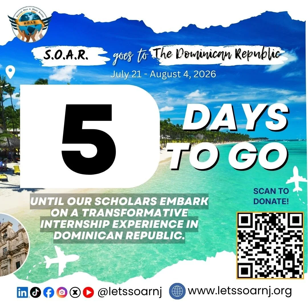 🌍✈️ 𝟓 𝐃𝐀𝐘𝐒 𝐓𝐎 𝐆𝐎!
Just 5 days until departure!
Our scholars are getting ready to step beyond the classroom and into a life-changing international internship experience in the Dominican Republic. From building professional skills to experien