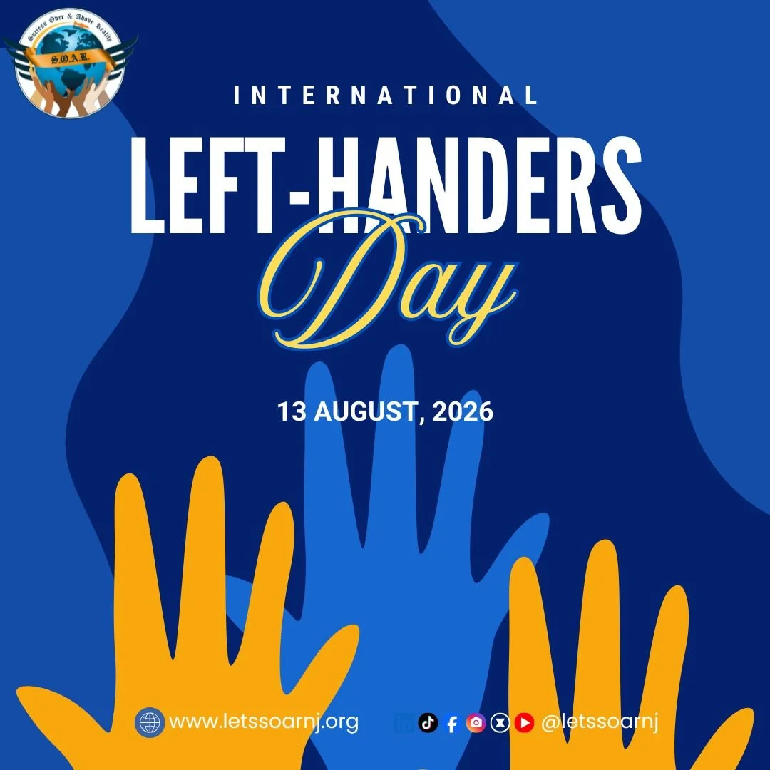 𝐇𝐚𝐩𝐩𝐲 𝐈𝐧𝐭𝐞𝐫𝐧𝐚𝐭𝐢𝐨𝐧𝐚𝐥 𝐋𝐞𝐟𝐭-𝐇𝐚𝐧𝐝𝐞𝐫𝐬 𝐃𝐚𝐲! ✨

Today, we celebrate all the left-handed individuals who bring their own unique perspective, creativity, and strengths to everything they do!

At S.O.A.R., we believe that what m