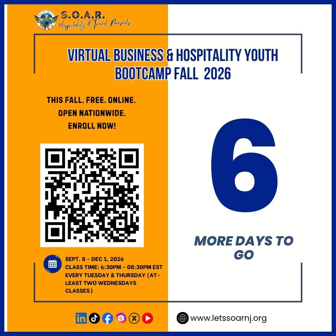 𝟔 𝐃𝐀𝐘𝐒 𝐓𝐎 𝐆𝐎!
Business. Hospitality. Leadership. Career readiness. Your journey starts soon!

𝐕𝐈𝐑𝐓𝐔𝐀𝐋 𝐁𝐔𝐒𝐈𝐍𝐄𝐒𝐒 &amp; 𝐇𝐎𝐒𝐏𝐈𝐓𝐀𝐋𝐈𝐓𝐘 𝐘𝐎𝐔𝐓𝐇 𝐁𝐎𝐎𝐓𝐂𝐀𝐌𝐏 - 𝐅𝐀𝐋𝐋 𝟐𝟎𝟐𝟔
𝐓𝐡𝐢𝐬 𝐩𝐫𝐨𝐠𝐫𝐚𝐦 𝐢𝐬 𝟏𝟎𝟎% ?