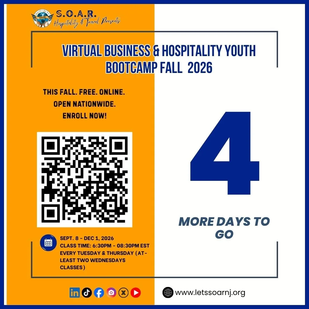 𝟒 𝐃𝐀𝐘𝐒 𝐓𝐎 𝐆𝐎!
We're getting closer! Make sure you're registered and ready to SOAR!

𝐕𝐈𝐑𝐓𝐔𝐀𝐋 𝐁𝐔𝐒𝐈𝐍𝐄𝐒𝐒 &amp; 𝐇𝐎𝐒𝐏𝐈𝐓𝐀𝐋𝐈𝐓𝐘 𝐘𝐎𝐔𝐓𝐇 𝐁𝐎𝐎𝐓𝐂𝐀𝐌𝐏 - 𝐅𝐀𝐋𝐋 𝟐𝟎𝟐𝟔
𝐓𝐡𝐢𝐬 𝐩𝐫𝐨𝐠𝐫𝐚𝐦 𝐢𝐬 𝟏𝟎𝟎% 𝐅𝐑𝐄𝐄  ?