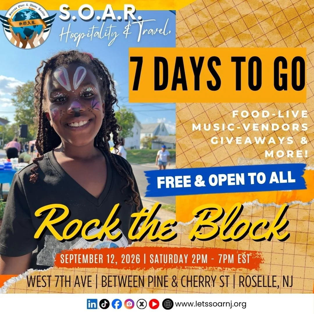 𝟕 𝐃𝐀𝐘𝐒 𝐓𝐎 𝐆𝐎! 𝐎𝐍𝐄 𝐖𝐄𝐄𝐊 𝐔𝐍𝐓𝐈𝐋 𝐖𝐄 𝐑𝐎𝐂𝐊 𝐓𝐇𝐄 𝐁𝐋𝐎𝐂𝐊! 🎉

The countdown is ON! ⏳ Get ready for an amazing afternoon of music, food, giveaways, guest performances, games, community fun, and MORE! 🎶🍔🎁

Join us for S.O.A.