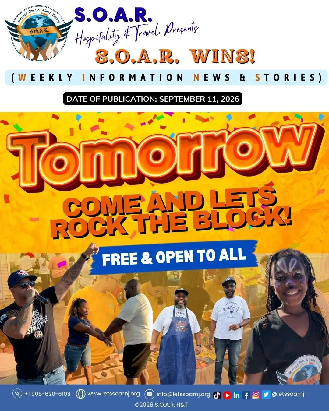 📰 📢𝐇𝐎𝐓 𝐎𝐅𝐅 𝐓𝐇𝐄 𝐏𝐑𝐄𝐒𝐒!!
Happy Labor Day: Celebrating Hard Work, Service &amp; Community 

Remembering 9/11: We Remember. We Honor. We Will Never Forget. 🇺🇸🕊️ 

TOMORROW IS THE DAY! Get Ready to ROCK THE BLOCK! 🎉💙💛 

Meet the Amaz