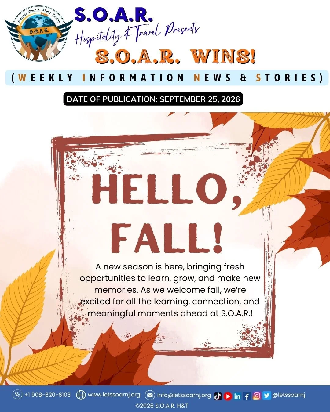 📰 📢𝐇𝐎𝐓 𝐎𝐅𝐅 𝐓𝐇𝐄 𝐏𝐑𝐄𝐒𝐒!!
Hello, Fall! A New Season of Learning, Growth &amp; New Opportunities Begins! 

We&rsquo;re Featured! S.O.A.R. &amp; Rosie McCamery Spotlighted by New Jersey Voyager!

VB&amp;H Fall 2026 Week 3: Building Busines