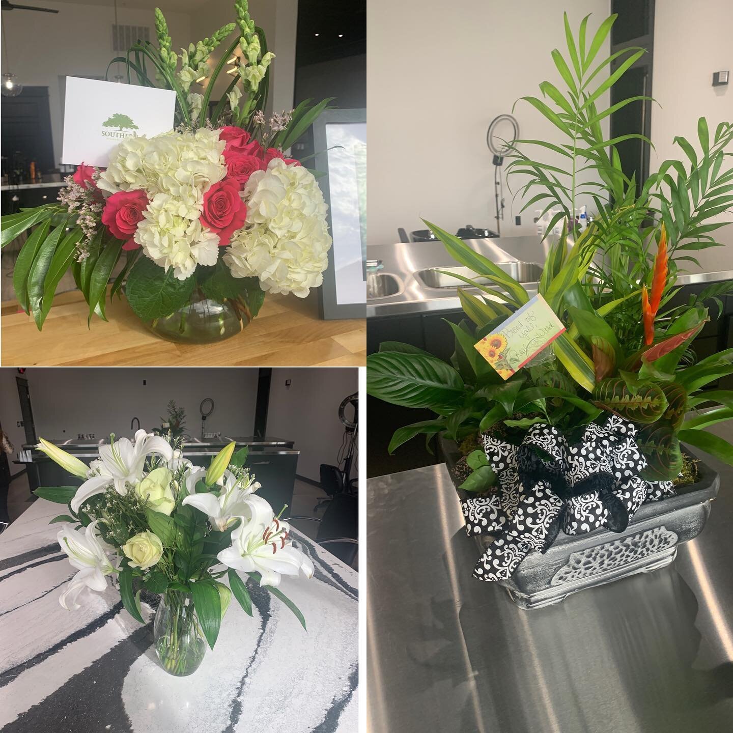 Just want to say thank you to our sweet friends for these beautiful arrangements!