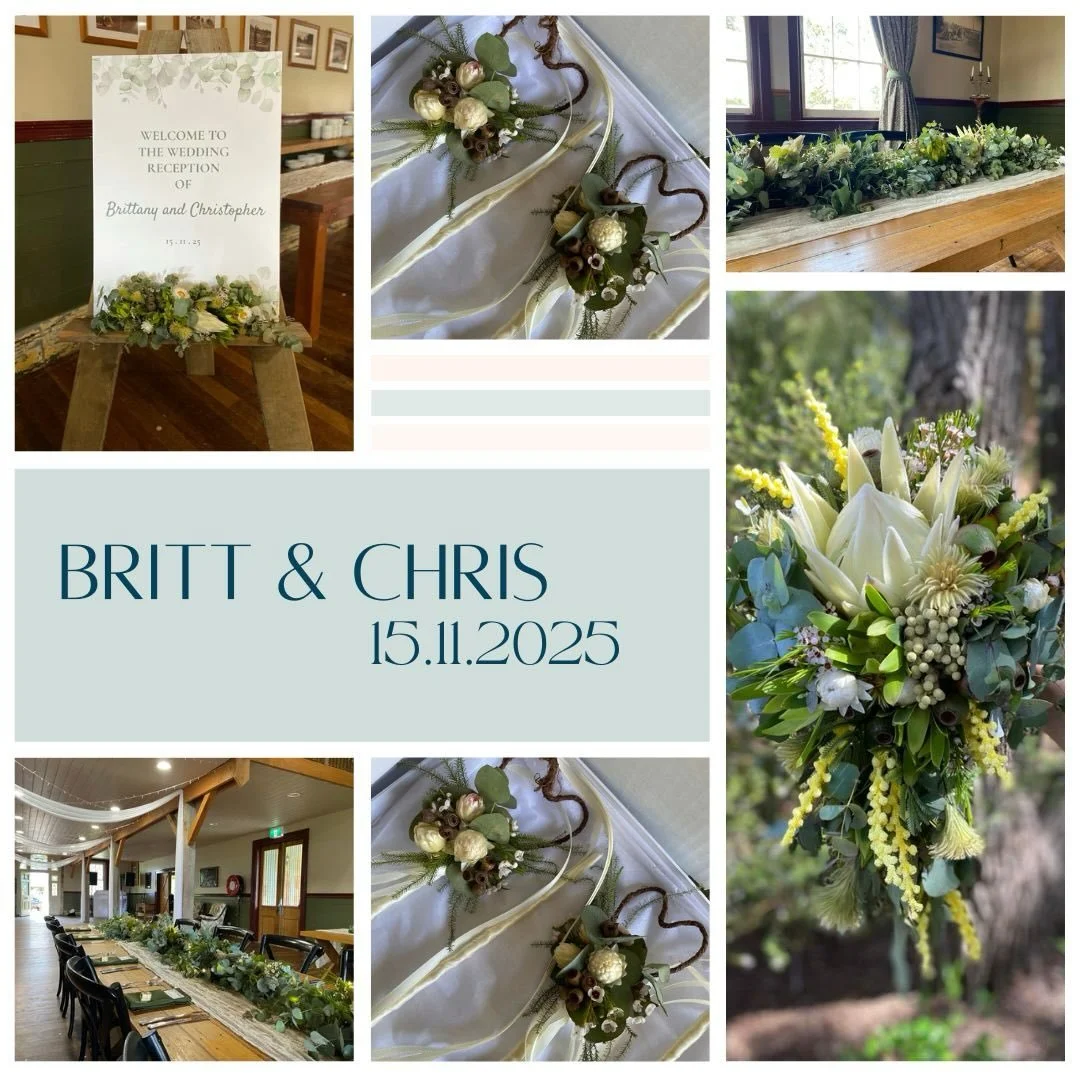 Beautiful native flowers for Britt and Chris&rsquo;s special day a few weeks ago! We are so lucky in Canberra to have so many great venues. Craig is always so welcoming and helpful @goldcreekstation can&rsquo;t wait to flower the next wedding there ✨
