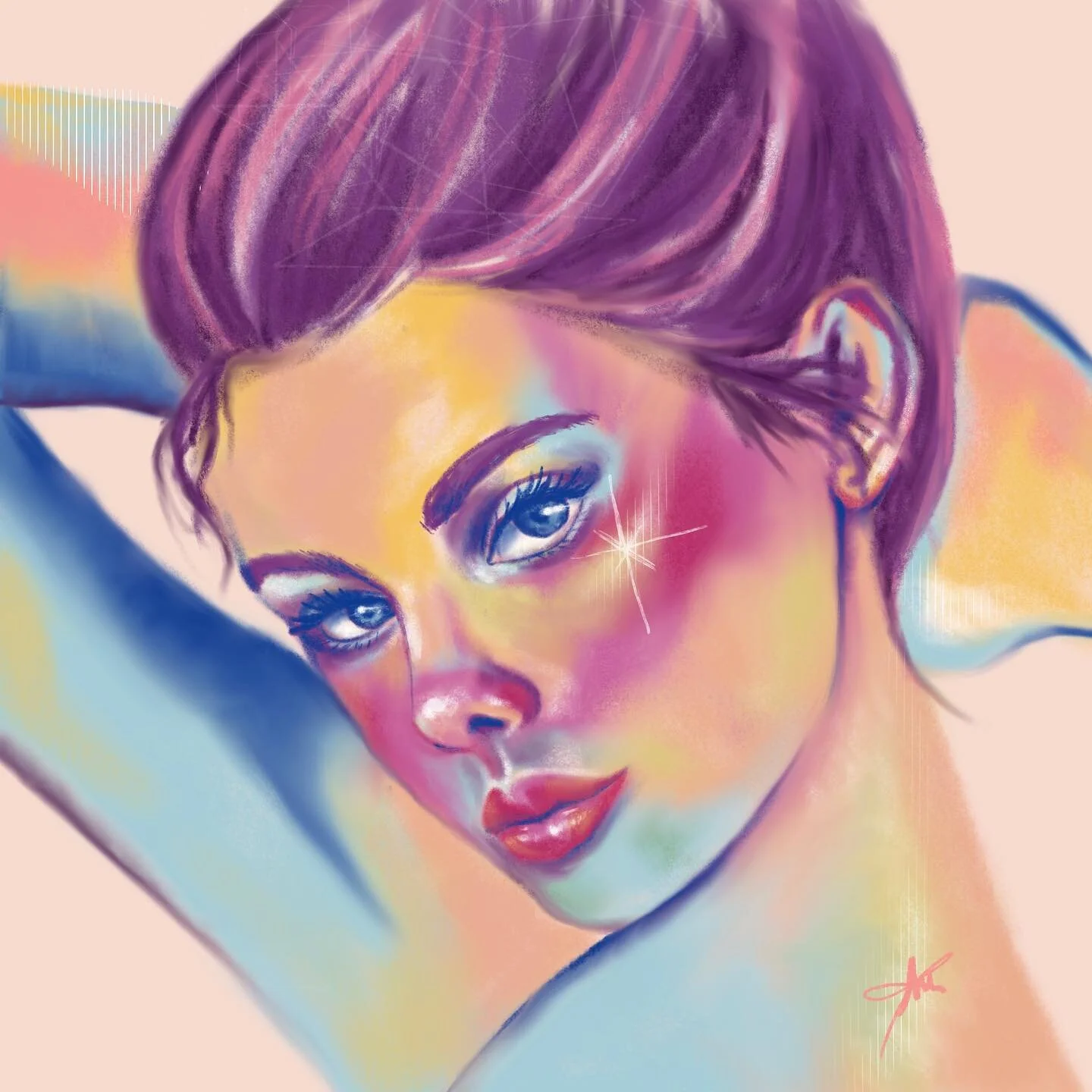 This post is for anyone who was missing color this past week. I realized after picking the colors for this that it has a little bit of a David Bowie vibe. I never listened to him, but I was thinking of the colorful photo a lot of artists paint of his