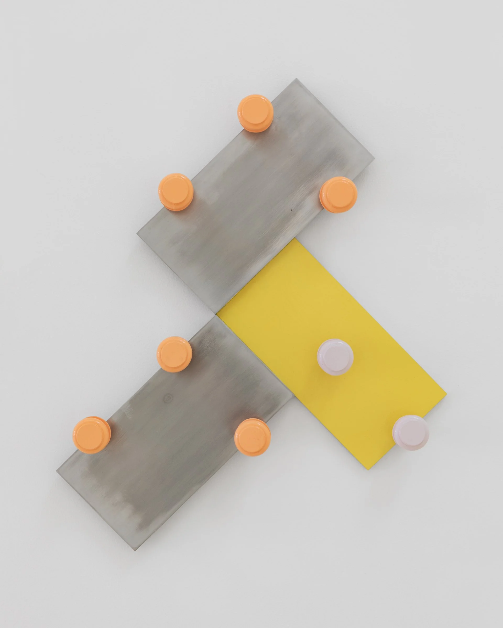 Untitled, 2024. Painted cast bronze, aluminum and painted aluminum, 24 x 20 x 2 3/4 in (61 x 50.8 x 7 cm)