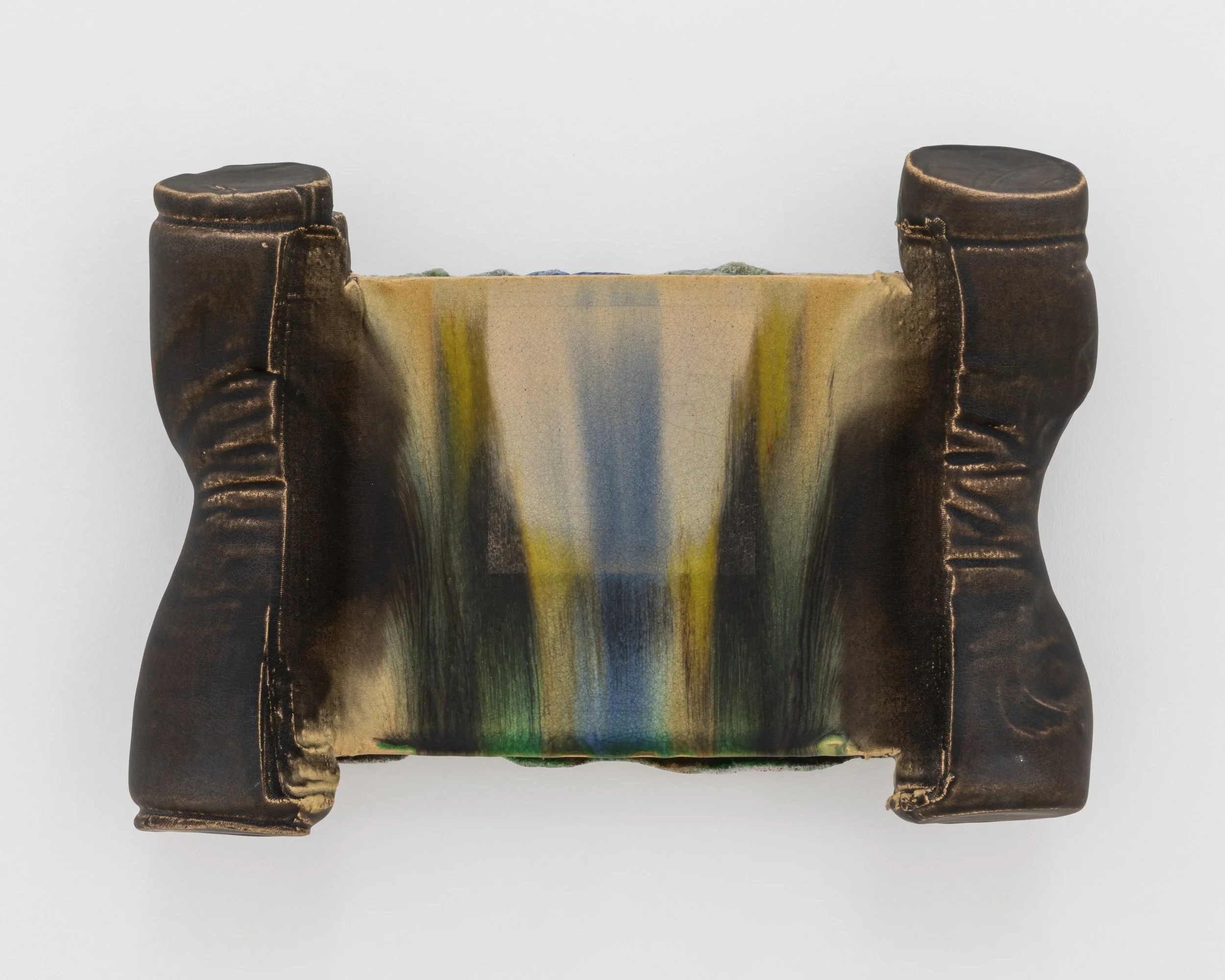 Cricket footwork, 2026. Glazed ceramic, 12 x 17 1/2 x 6 in (30.5 x 44.5 x 15.2 cm)