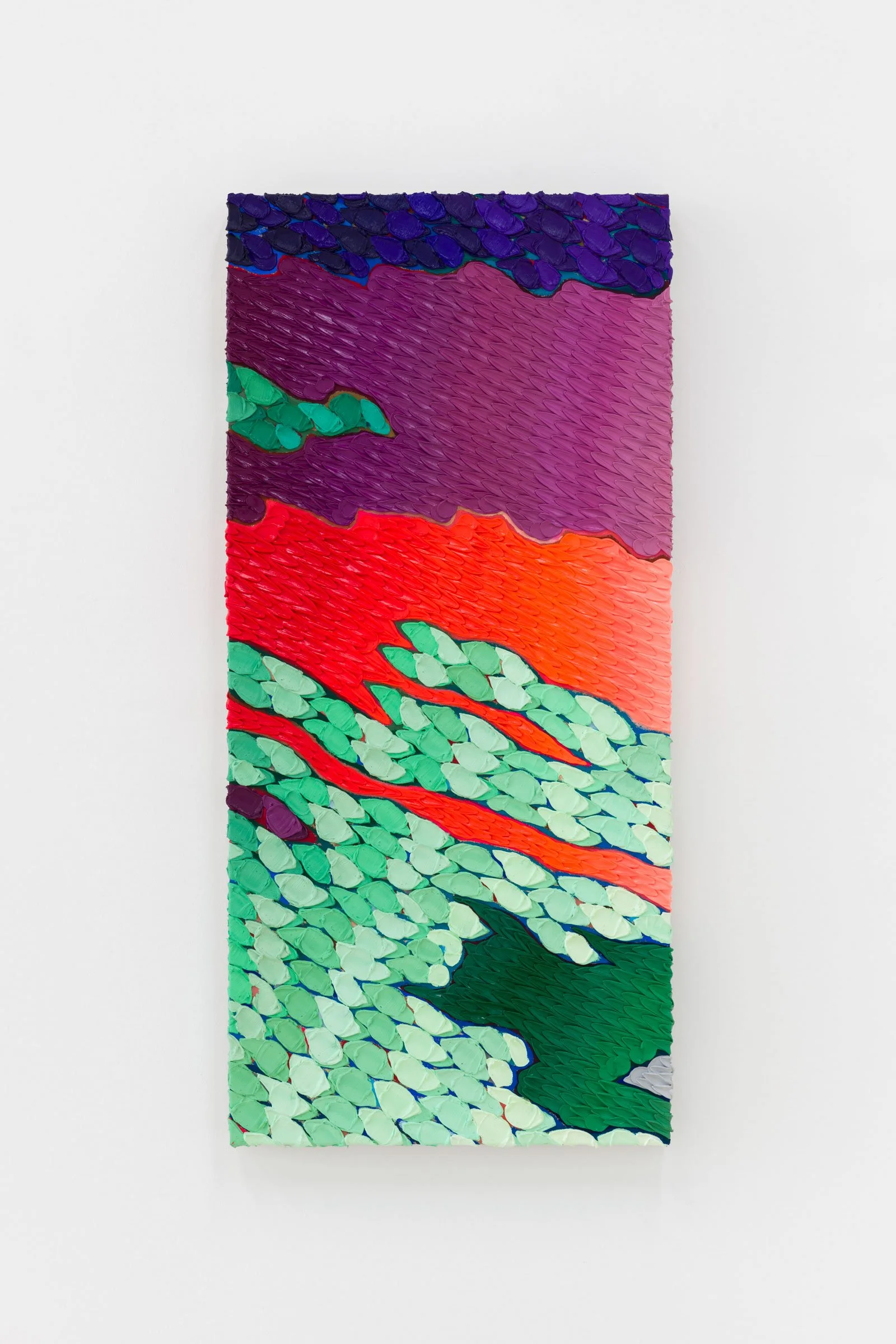 Sedimentary Sky , 2023. Oil paint and oil stick on canvas, 40 x 18.5 in (101.6 x 47 cm)