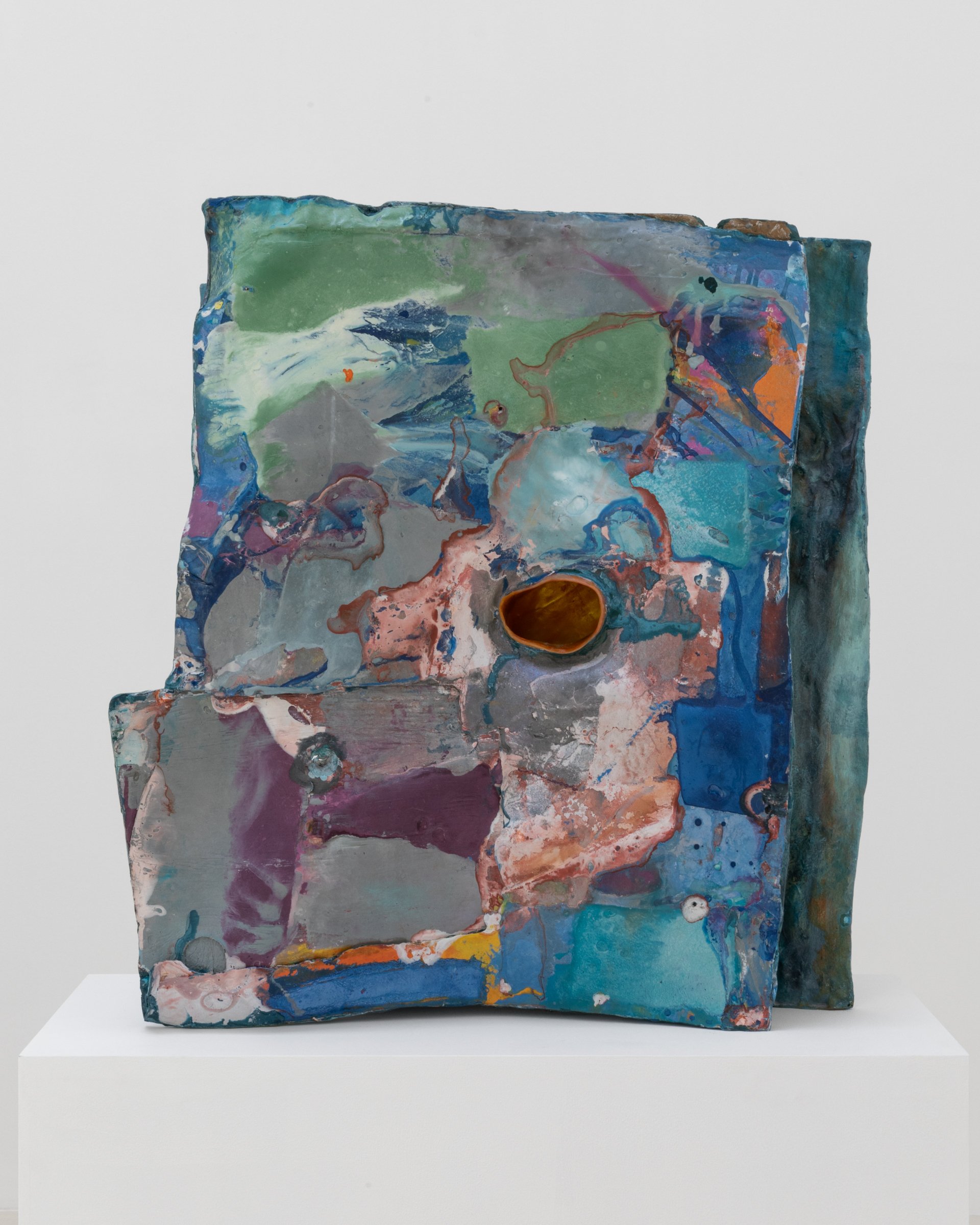 The Cut Worm Forgives The Plow, 2026. Steel, gypsum, polymers, polyurethane, fiberglass cloth, pigment, 29 1/2 x 27 x 10 in (74.9 x 68.6 x 25.4 cm)