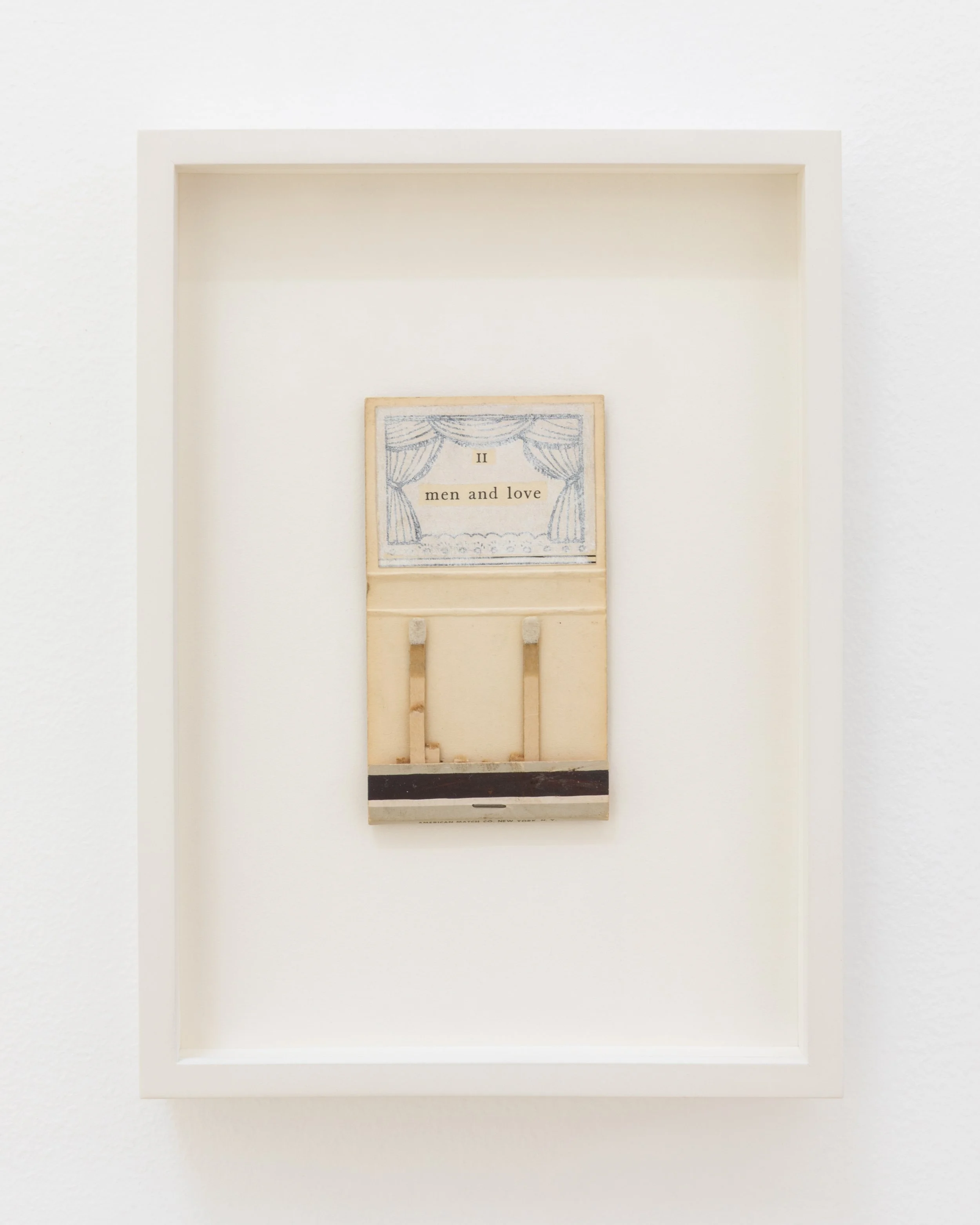 II men and love, 1975. Mixed media, 3 7/8 x 2 1/8 in (9.7 x 5.4 cm) Framed: 6 x 8 1/2 in (15.2 x 21.6 cm)