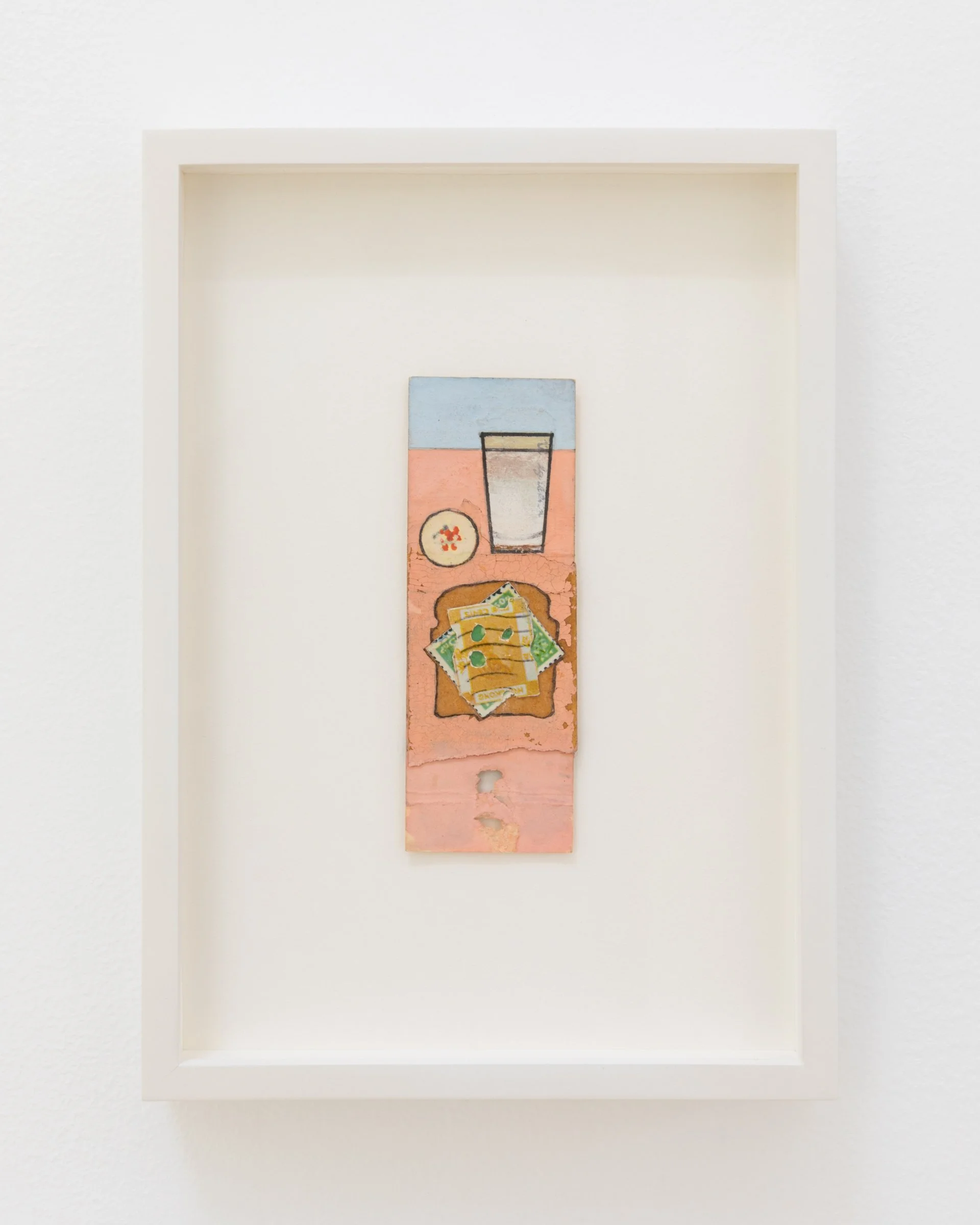 Milk and Sandwich, 1975. Mixed media, 4 1/4 x 1 1/2 in (10.8 x 3.8 cm) Framed: 6 x 8 1/2 in ( 15.2 x 21.6 cm)