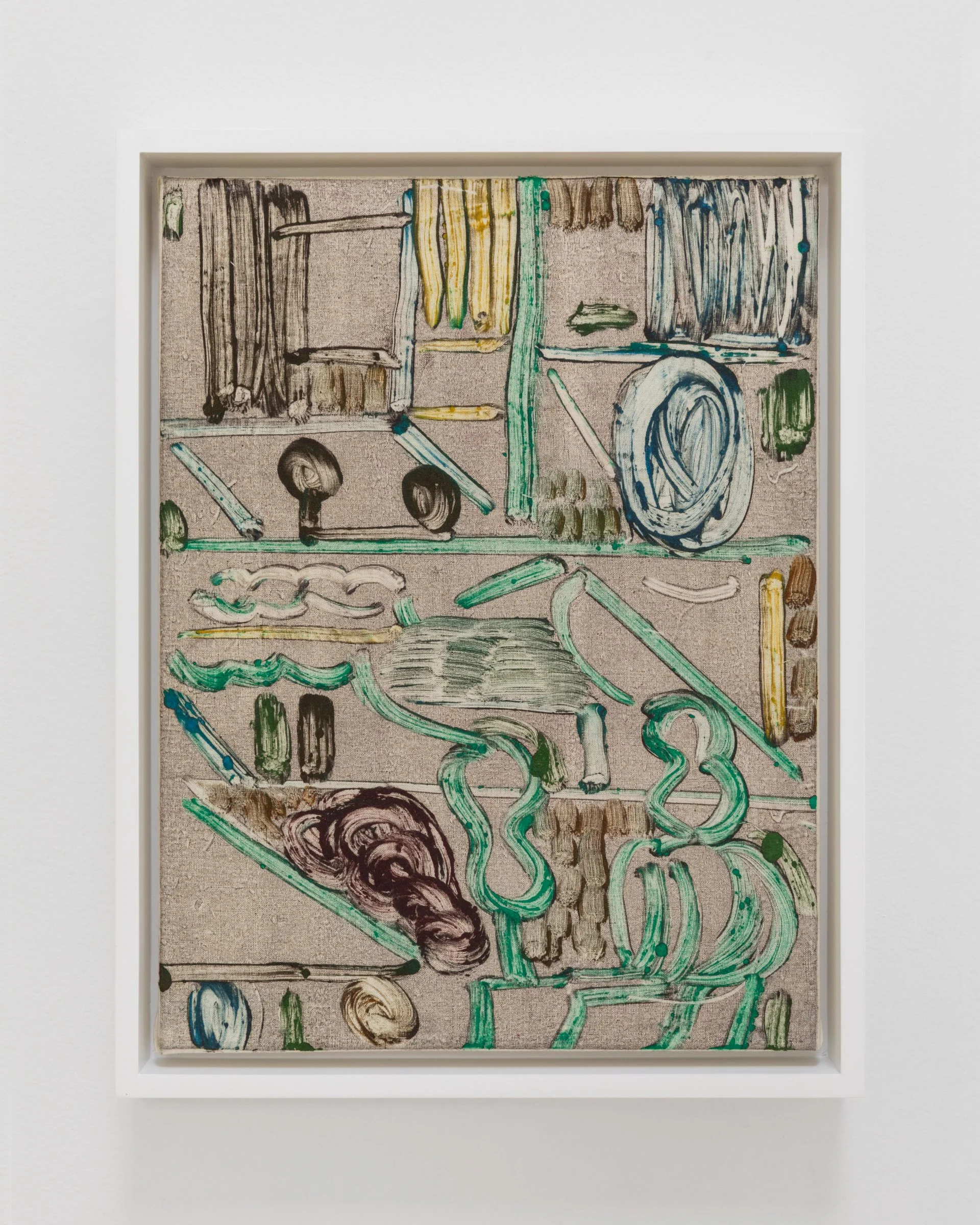 Sean Sullivan, Olive Grove, 2023. Oil Stick on muslin monotype mounted on canvas, 12 x 9 in (30.5 x 22.9 cm)