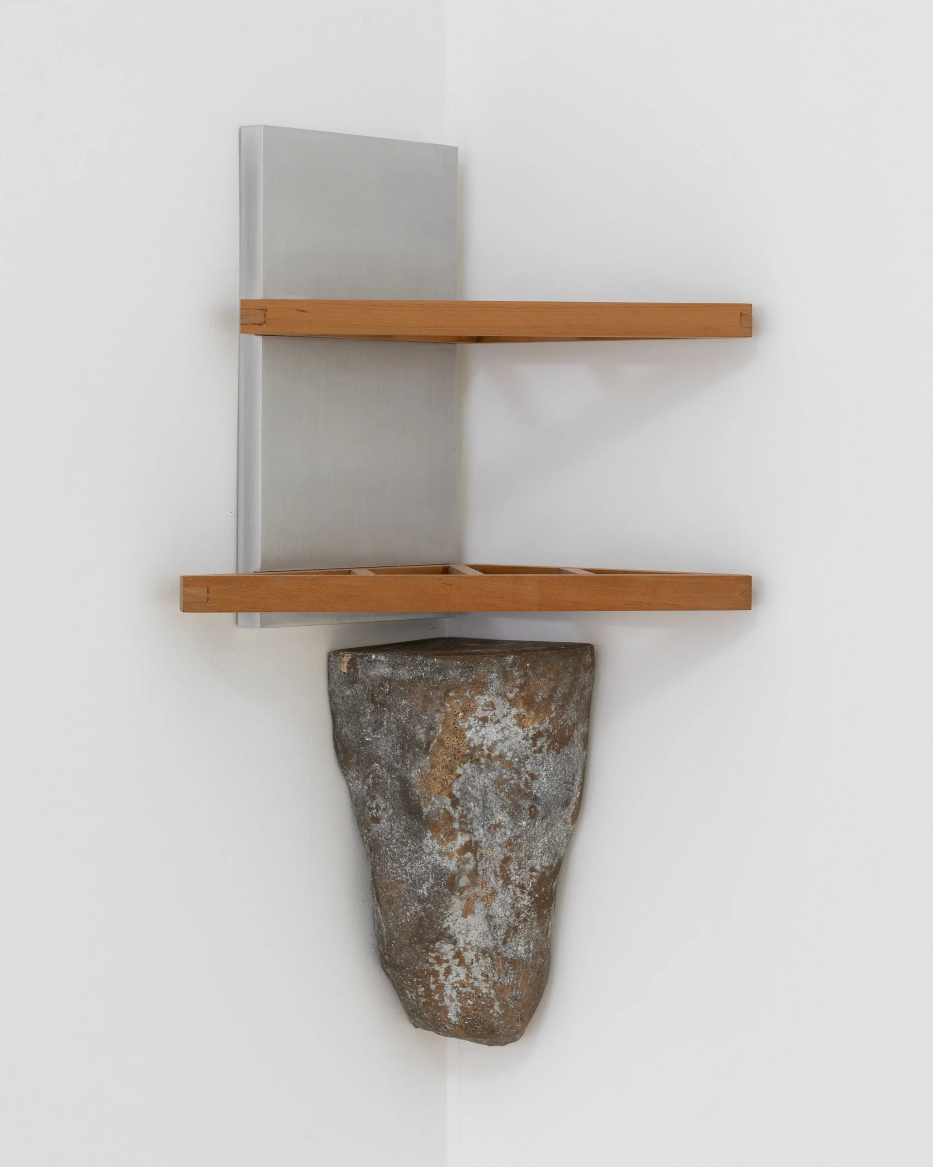 Set, 2023. Cast bronze, cherry wood and aluminum, 25 1/2 x 12 x 10 1/2 in (64.8 x 30.5 x 26.7 cm)