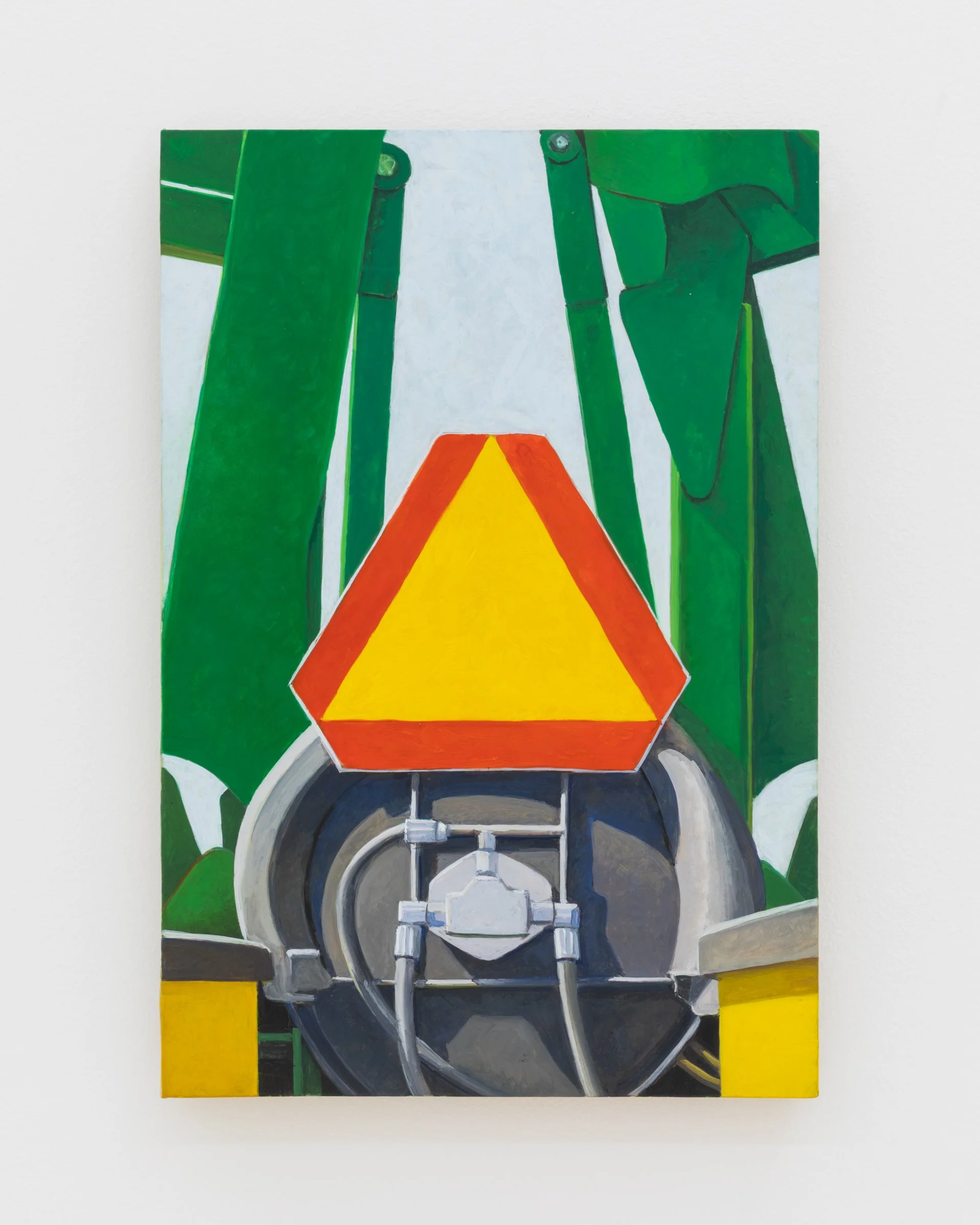 Yellow Triangle, 2025. Egg tempera on calfskin parchment, 14 x 9 1/2 in (35.6 x 24.1 cm)