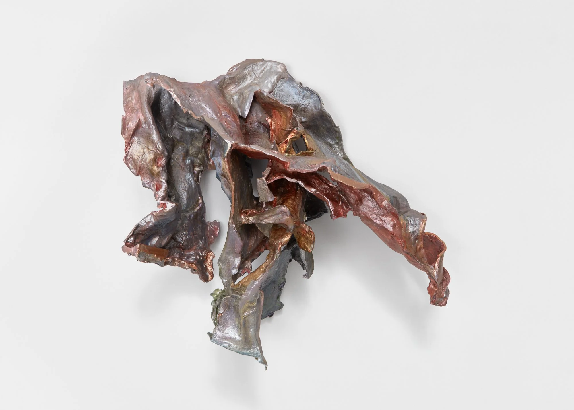 Fracking I,  2017. Steel, aluminum mesh, aqua resin, fiber glass cloth, and paint, 24 x 41 x 18 inches (60.9 x 104 x 45.7 cm)