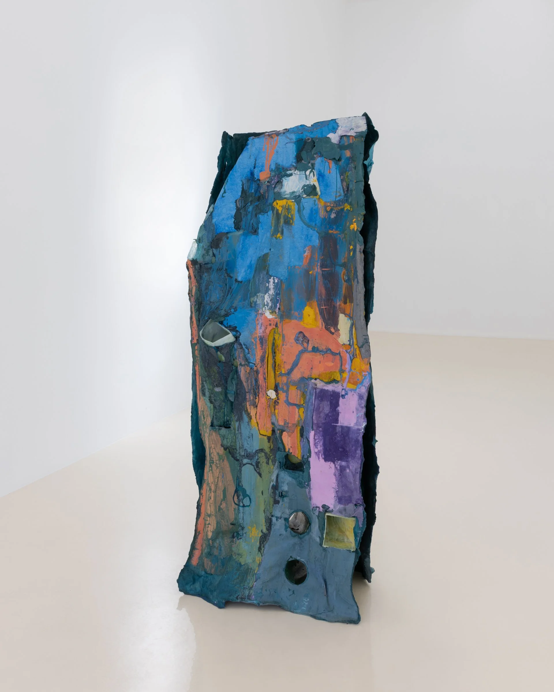 Unplatted Space, 2024. Steel, gypsum, polymers, polyurethane, fiberglass cloth, pigment, 75 3/4 x 31 x 22 in (192.4 x 78.7 x 55.9 cm)