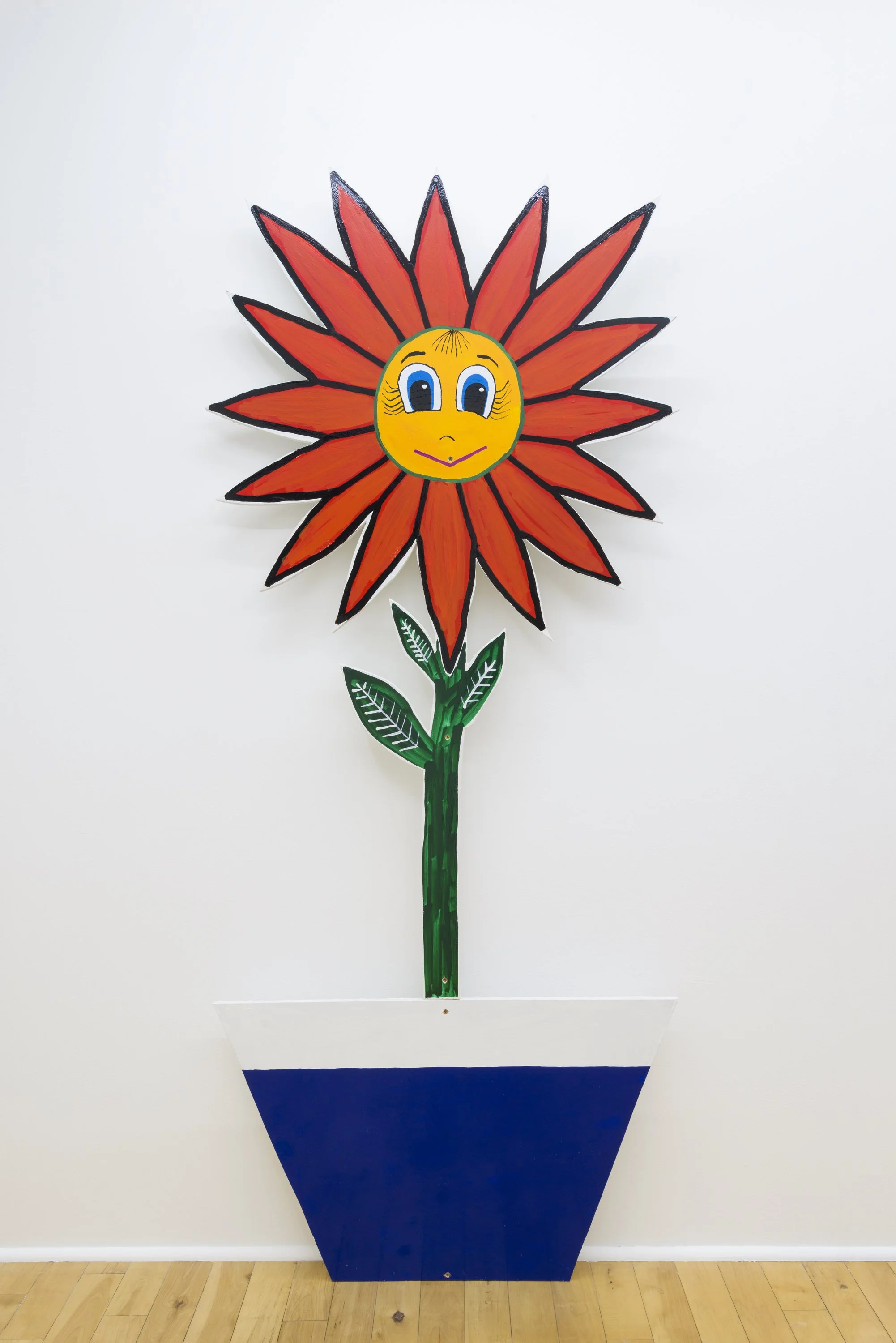 Cupie, 2015. Acrylic and oil-based enamel on wood, brass, steel, 88 x 33 x 3 in
