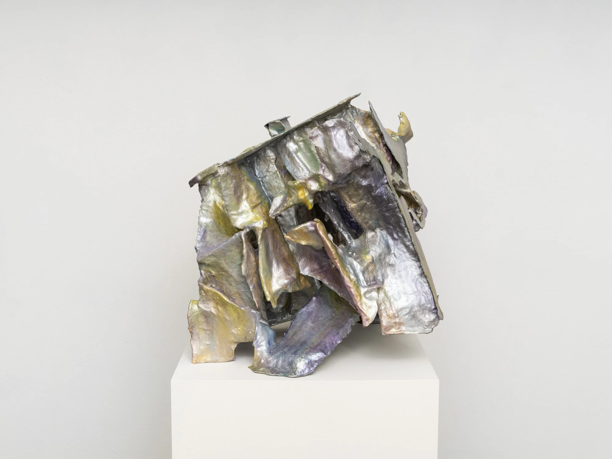 Fluvial, 2022. Aqua Resin and fiberglass cloth over steel armature with Flashe and acrylic paint, 26 x 26 x 27 inches (66 x 66 x 68.6 cm)
