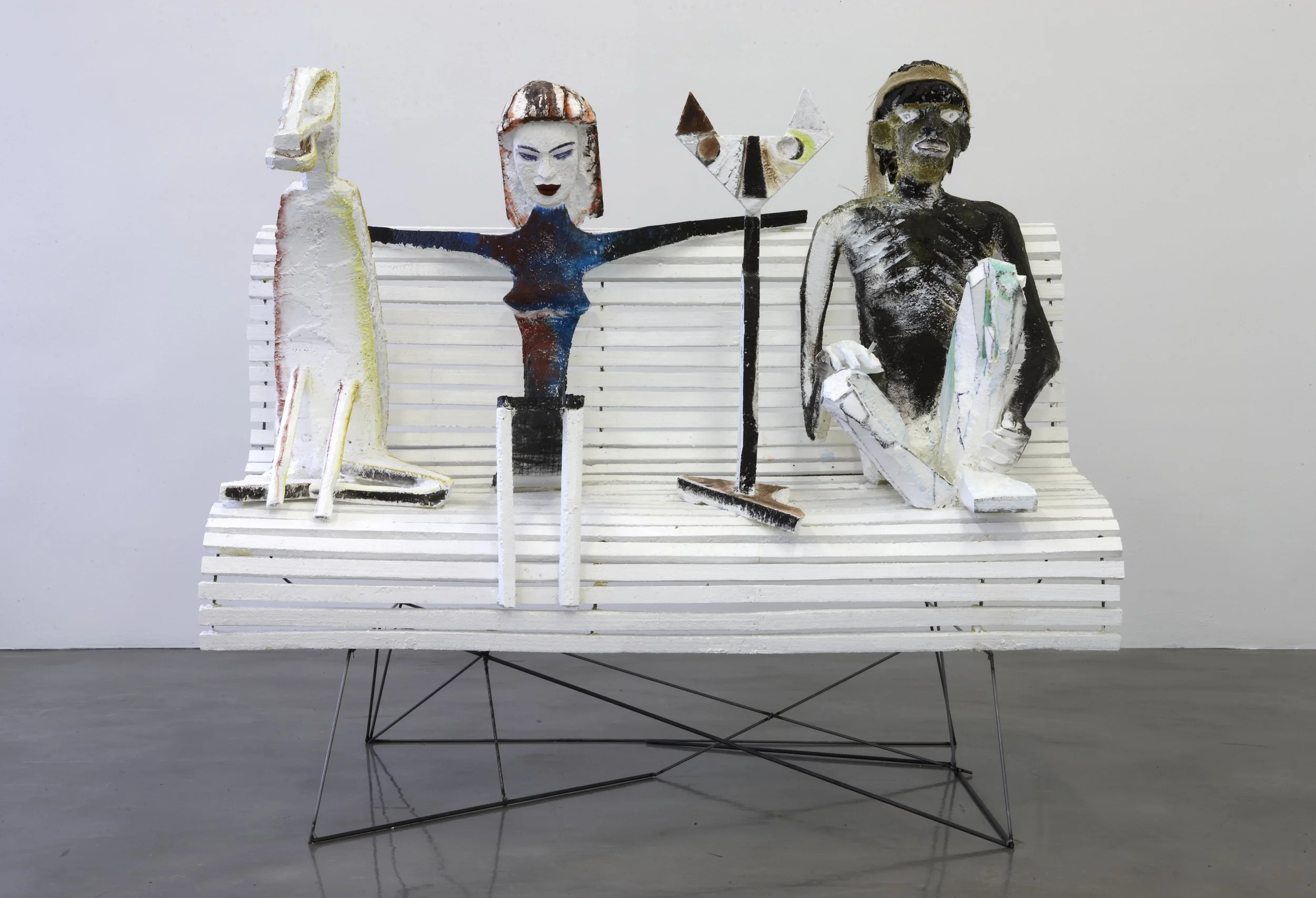 Freie Liebe / Free love, 2006. Styrofoam, acrylic Paint, steel, cigarette, jute, 55 7/8 x 65 x 34 5/8 in (142 x 165 x 88 cm)