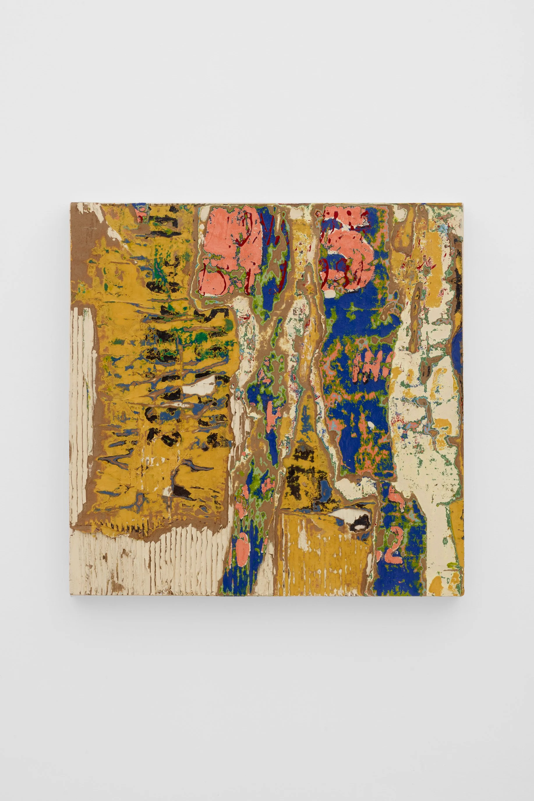 Edgar Ramirez, Chayote’s, 2026. House piant on cardboard and vinyl mounted to canvas, 24 x 24 in (61 x 61 cm)