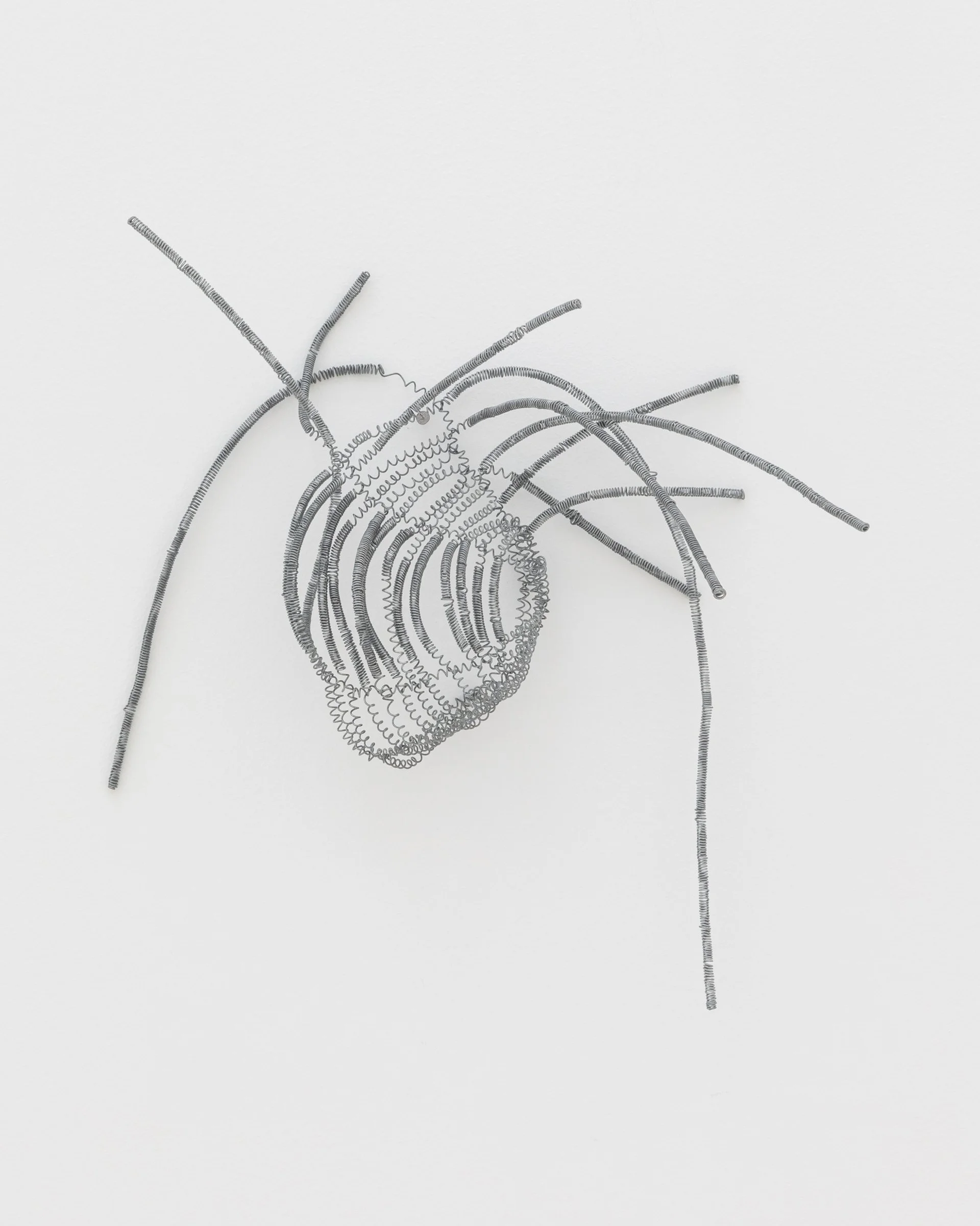 Kanitha Tith, Untitled (2), 2025. 0.7mm steel wire, 18 7/8 x 6 1/4 x 3 1/2 in (48 x 16 x 9 cm)