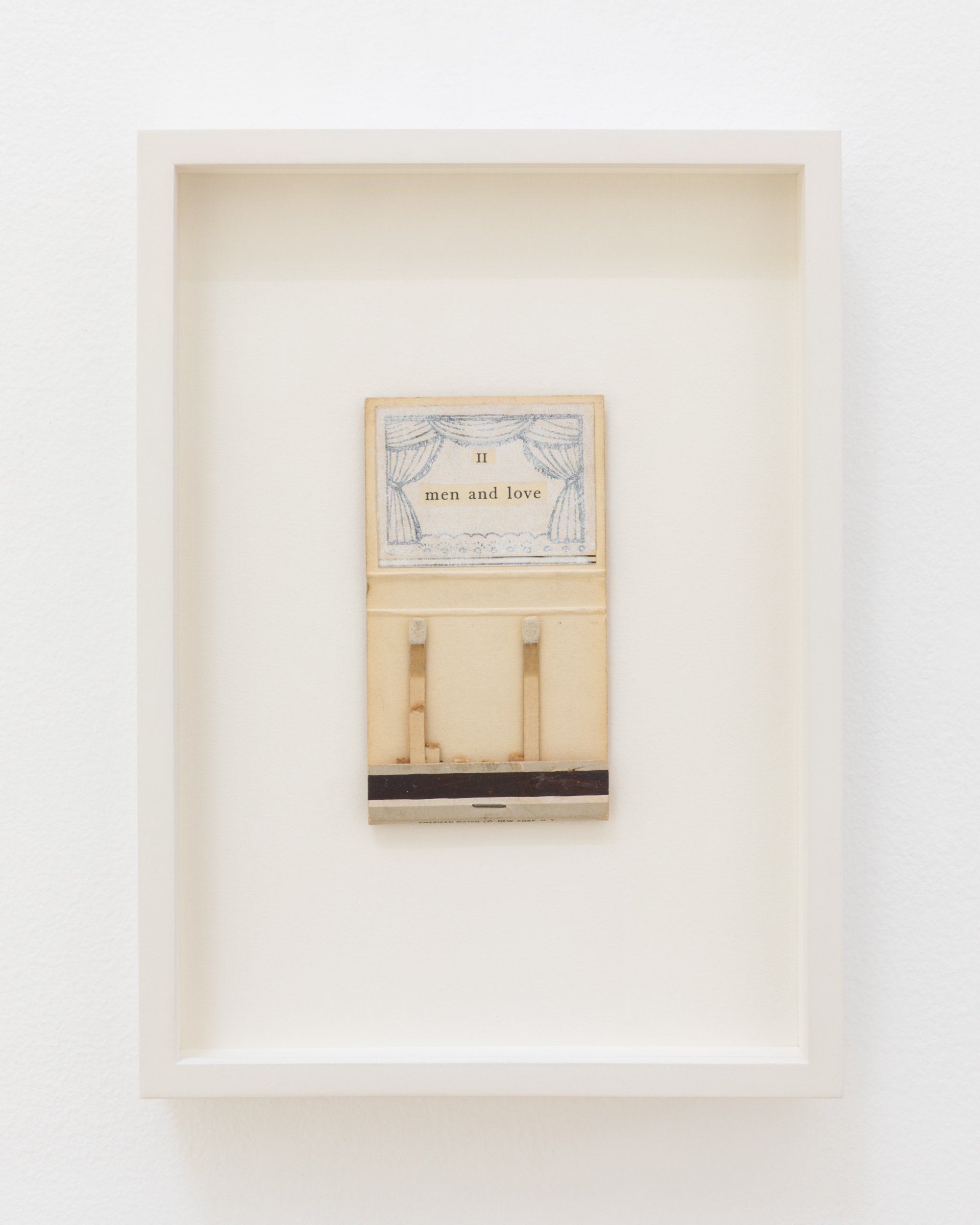 II men and love, 1975. Mixed media, 3 7/8 x 2 1/8 in (9.7 x 5.4 cm) Framed: 6 x 8 1/2 in ( 15.2 x 21.6 cm)