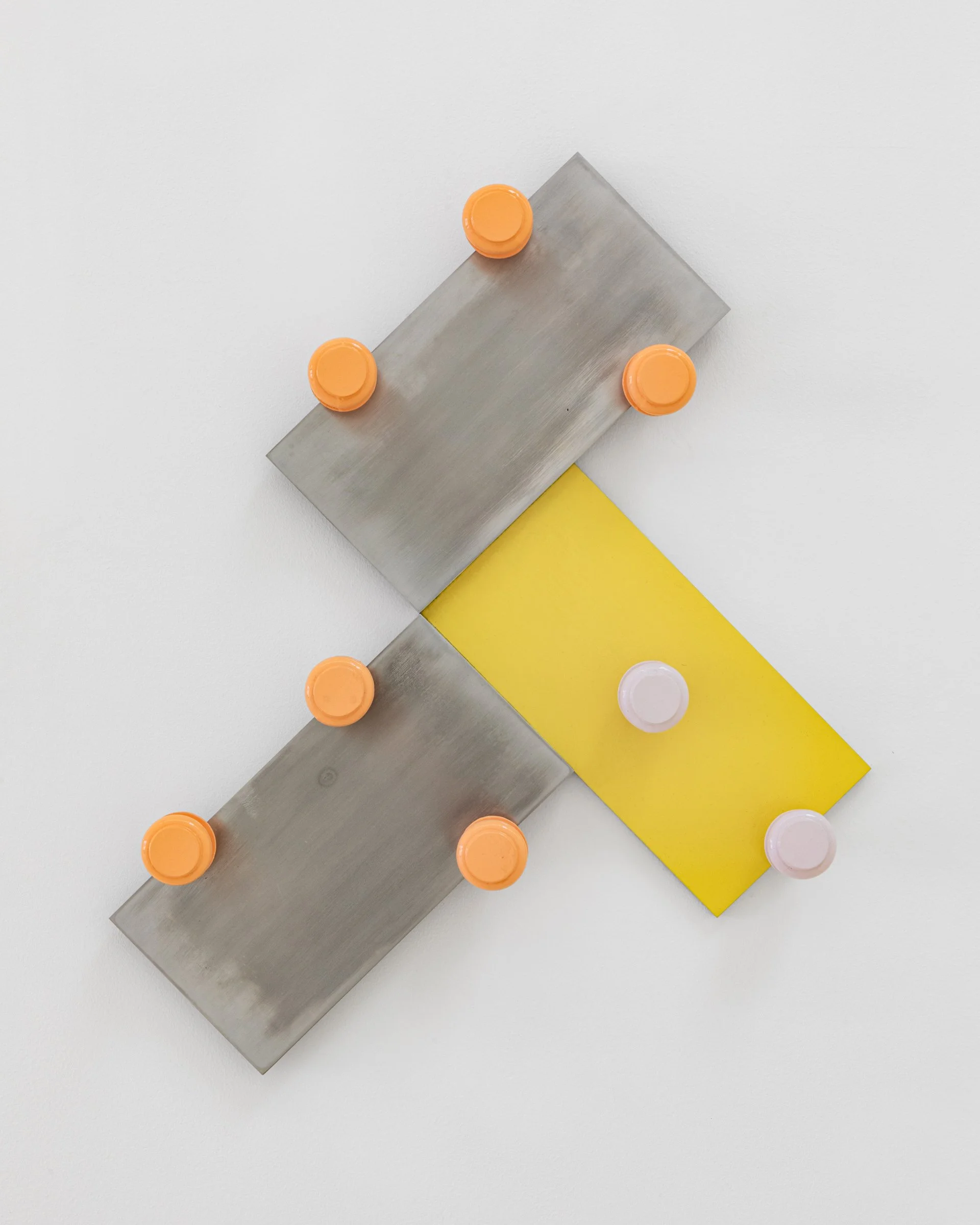 Untitled, 2024. Painted cast bronze, aluminum and painted aluminum, 24 x 20 x 2 3/4 in (61 x 50.8 x 7 cm)