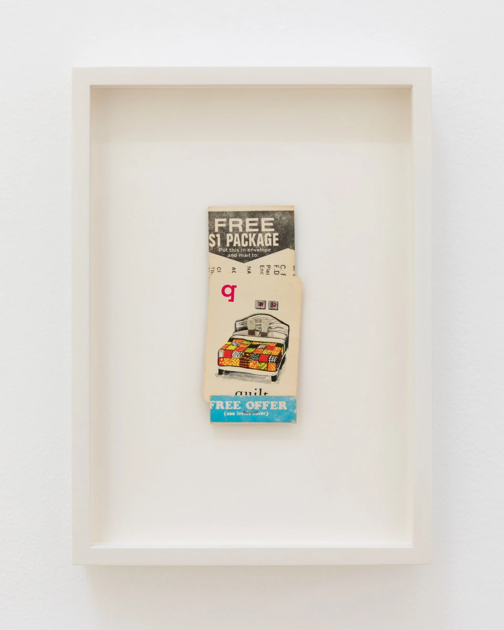 Two Matches in a Bed, 1975. Mixed media, 3 3/4 x 1 5/8 in (9.6 x 4.1 cm) Framed: 6 x 8 1/2 in ( 15.2 x 21.6 cm)