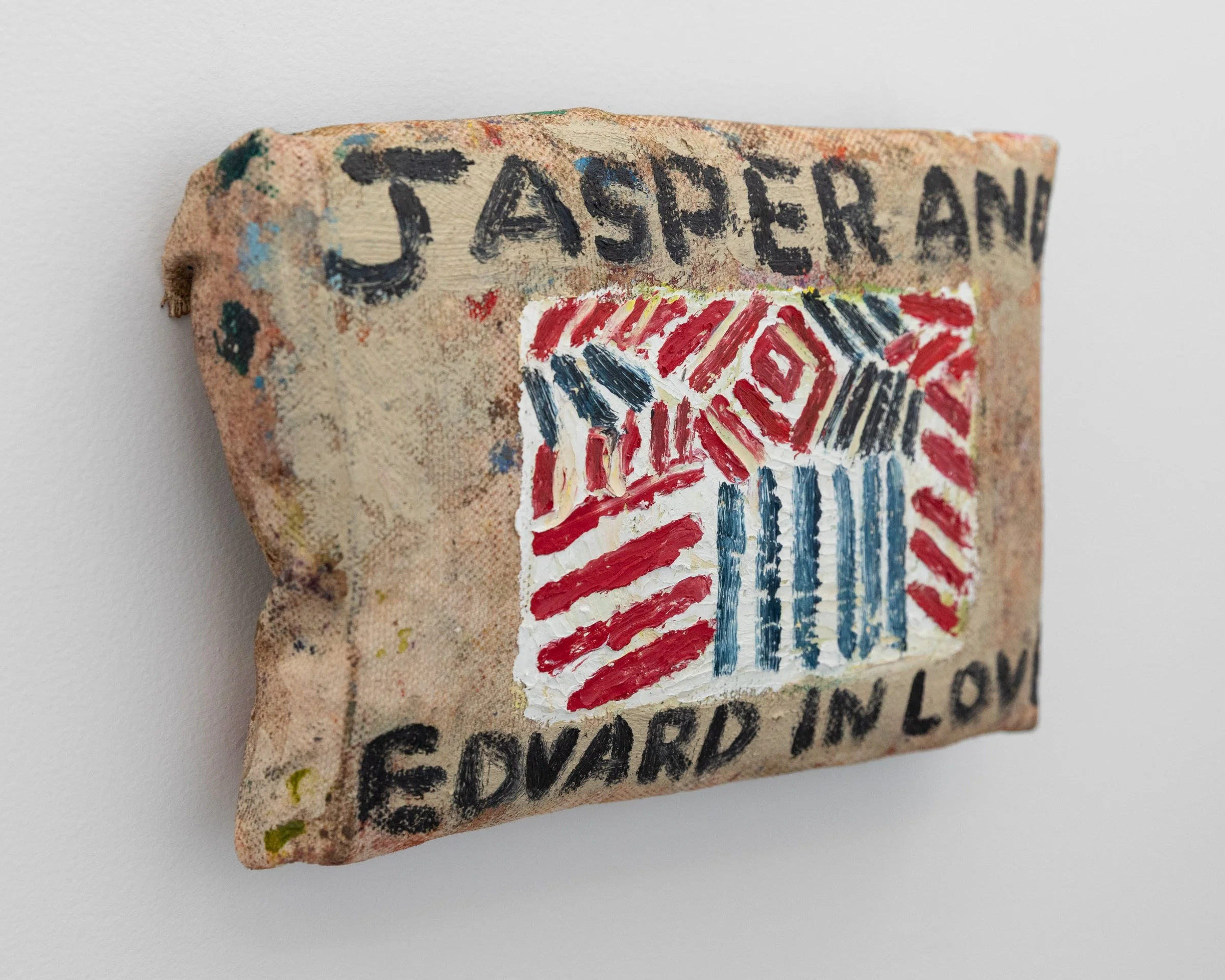 Jasper and Edvard in love, 2026. Oil on canvas, 4 1/2 x 7 1/8 in (11.5 x 18 cm)