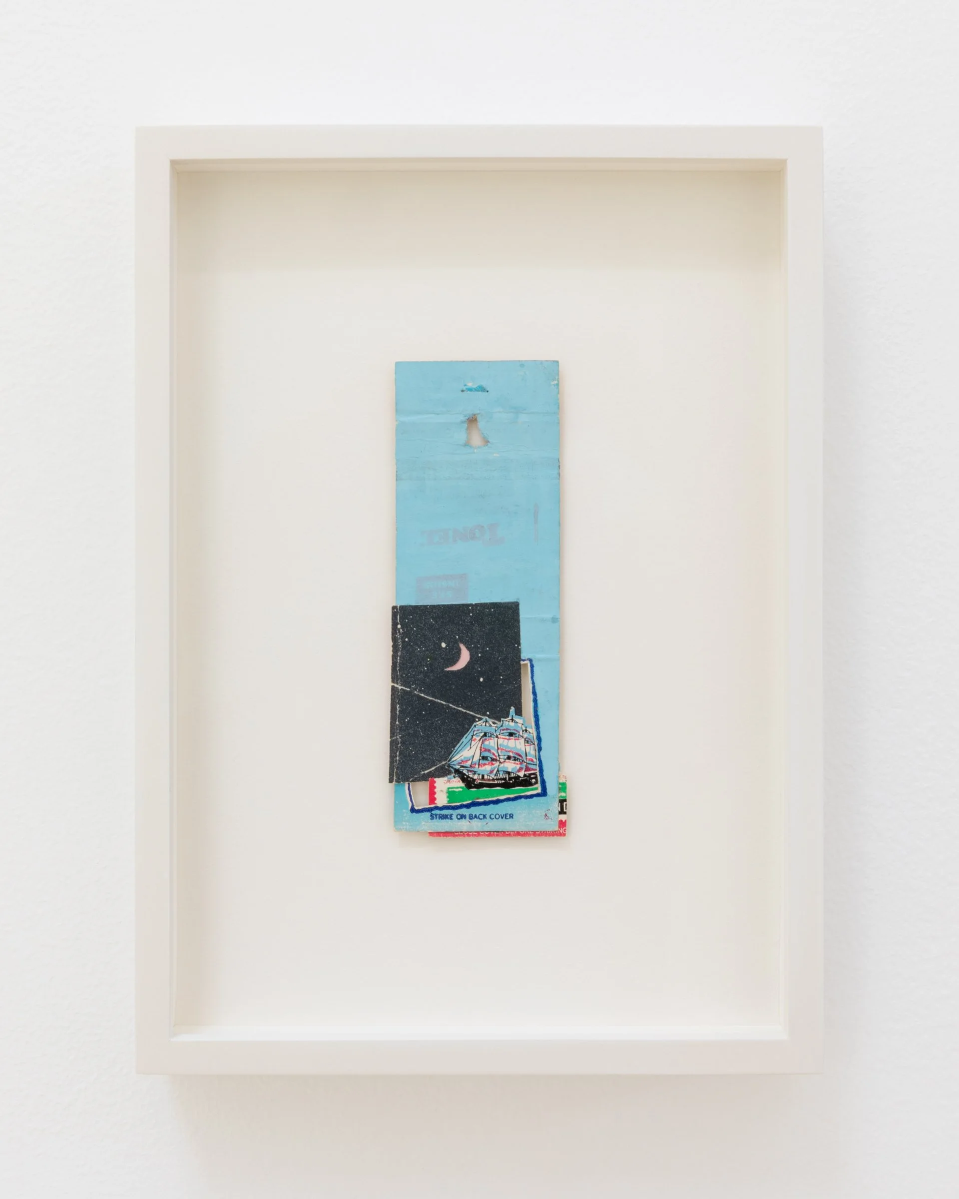 Moon and the Ship, 1975. Mixed media, 4 3/8 x 1 5/8 in (11 x 4.1 cm) Framed: 6 x 8 1/2 in ( 15.2 x 21.6 cm)
