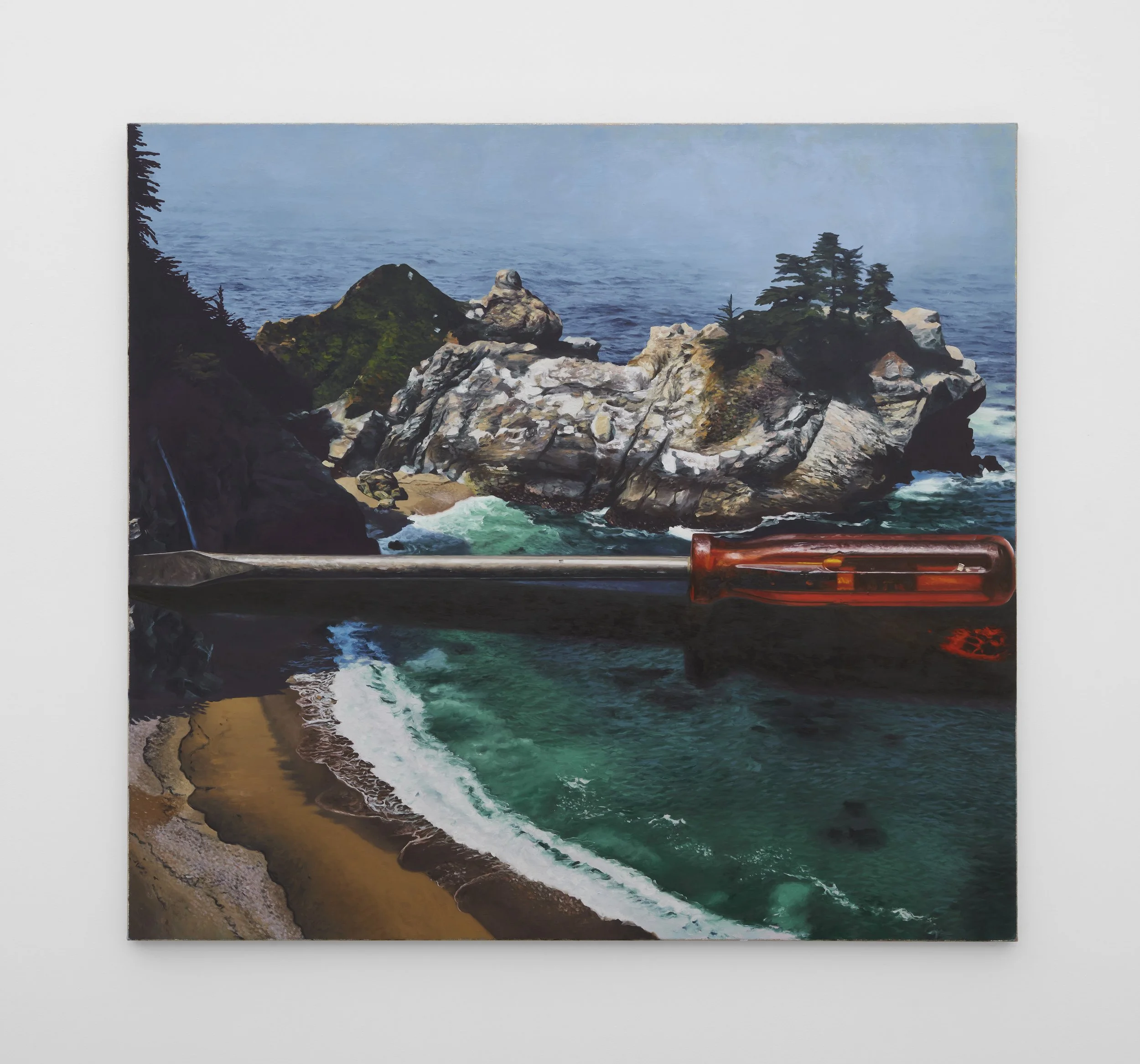 McWay Cove with Screwdriver, 2026. Oil on canvas, 47 x 43 in (109.2 x 119.3 cm)