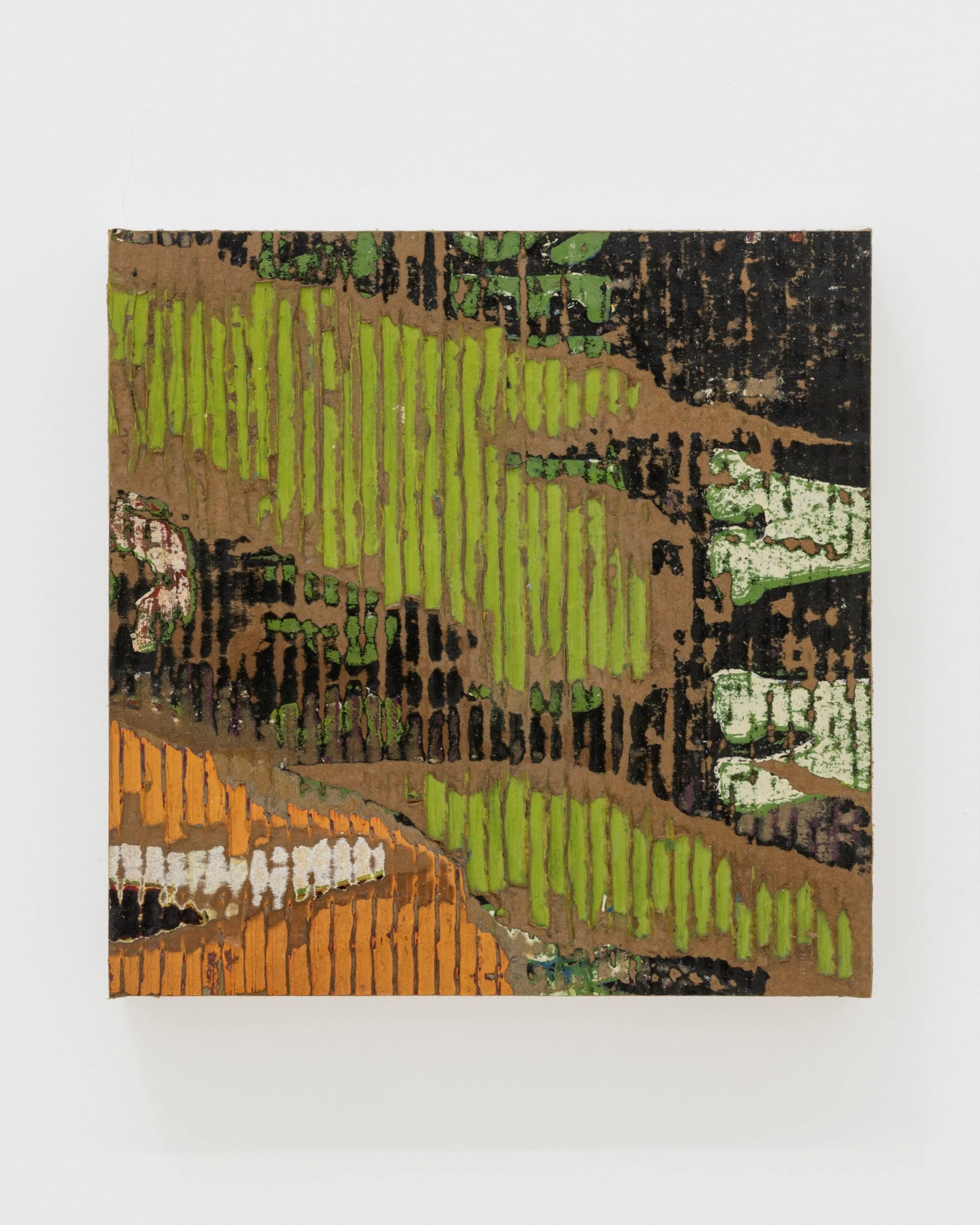 Goosebumps (from “Alameda Stones” series), 2026. House paint on cardboard, mounted on canvas, 12 x 12 in (30.5 x 30.5 cm)