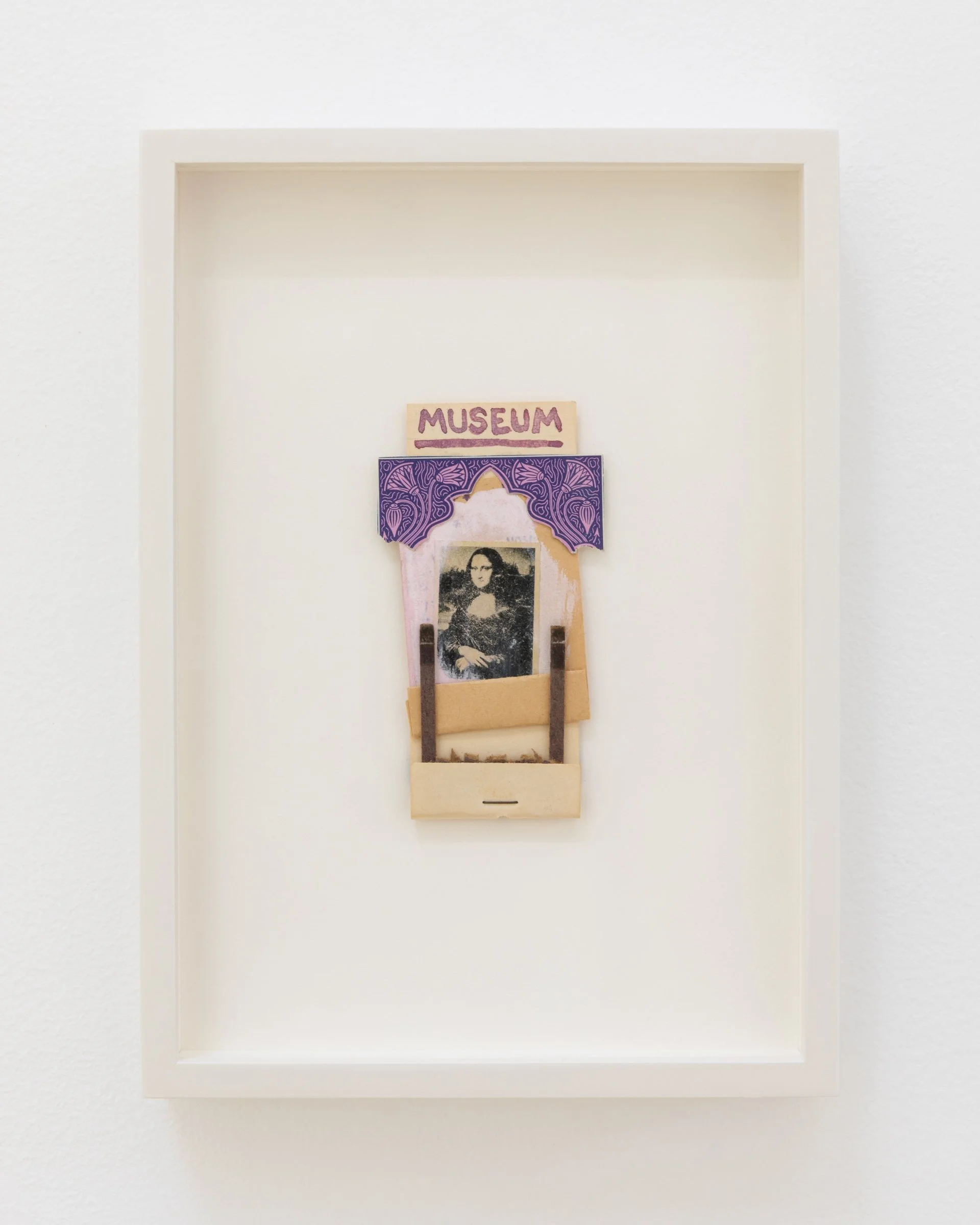 Mona Lisa with Purple Frame, 1975. Mixed media, 3 3/4 x 2 in (9.4 x 5 cm) Framed: 6 x 8 1/2 in ( 15.2 x 21.6 cm)