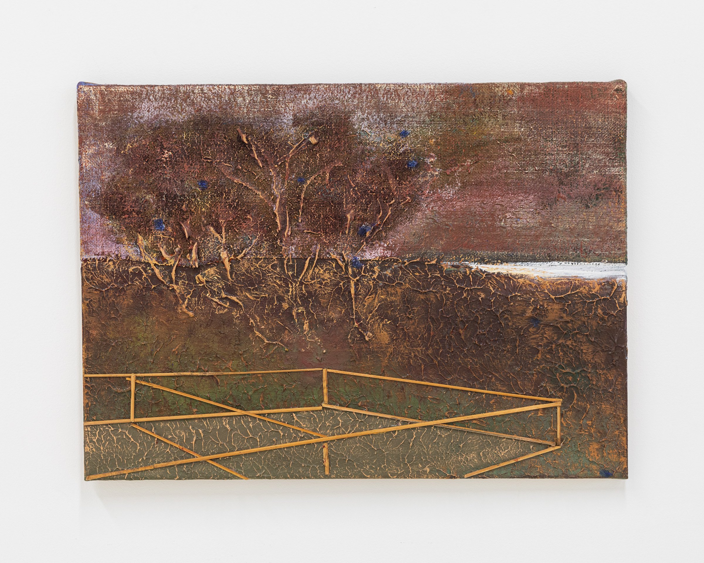 Enclosure & Trees, 2003-09. Acrylic and wood on canvas, 18 1/8 x 24 3/4 in (46 x 62.9 cm)