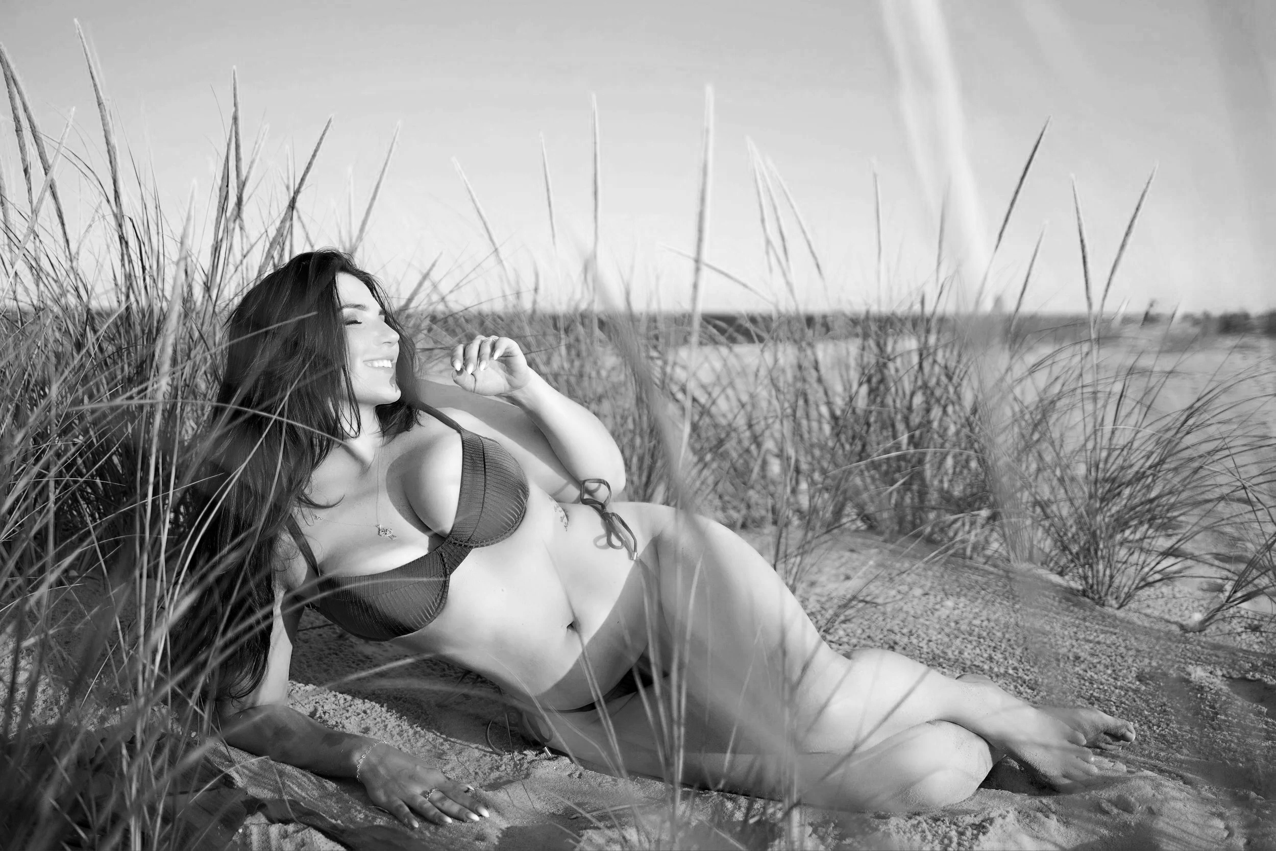 New Jersey Boudoir Photographer Beach Swimsuit Photos BW