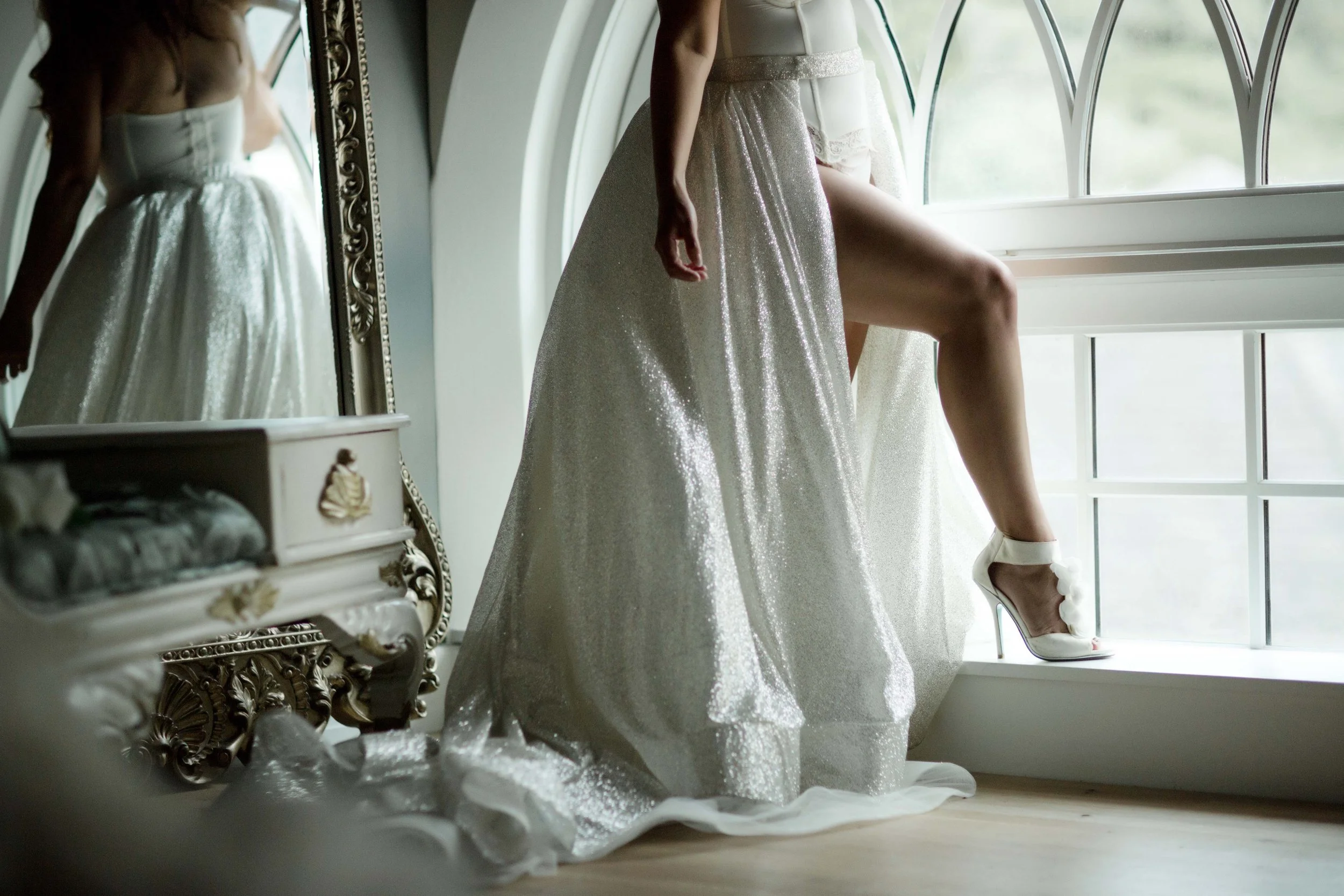 NJ BEST BRIDAL BOUDOIR PHOTOGRAPHER - BRIDAL WEDDING DRESS AS LINGERIE IDEA