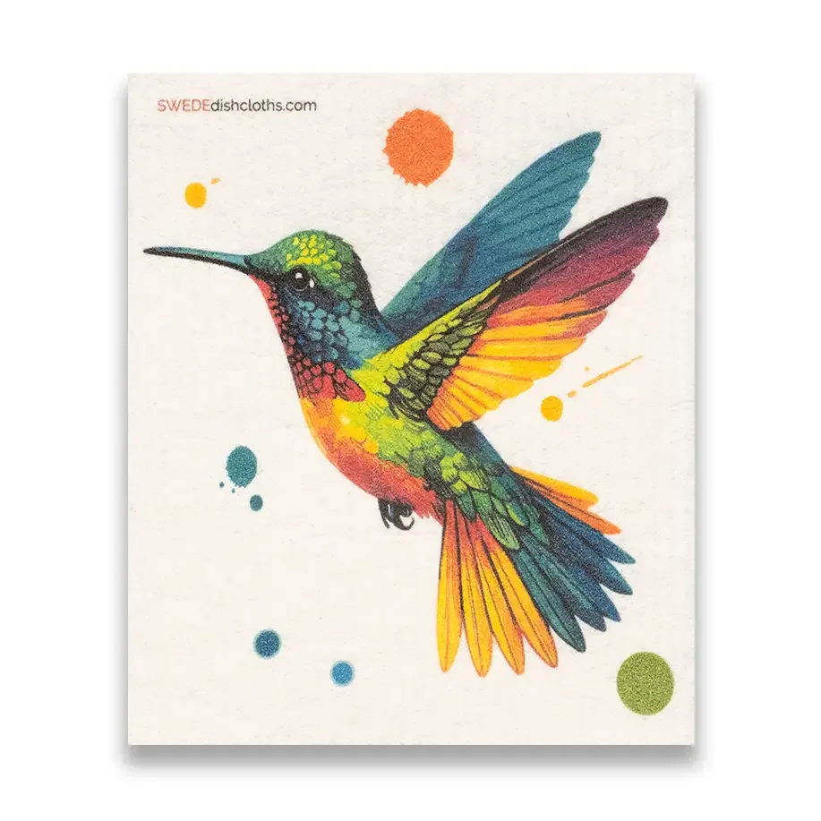 Swedish Dishcloth Rainbow Hummingbird Silhouette.webp