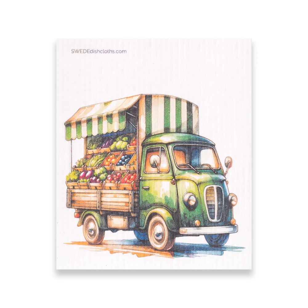 Swedish Dishcloth Green Farmers Market Truck.webp