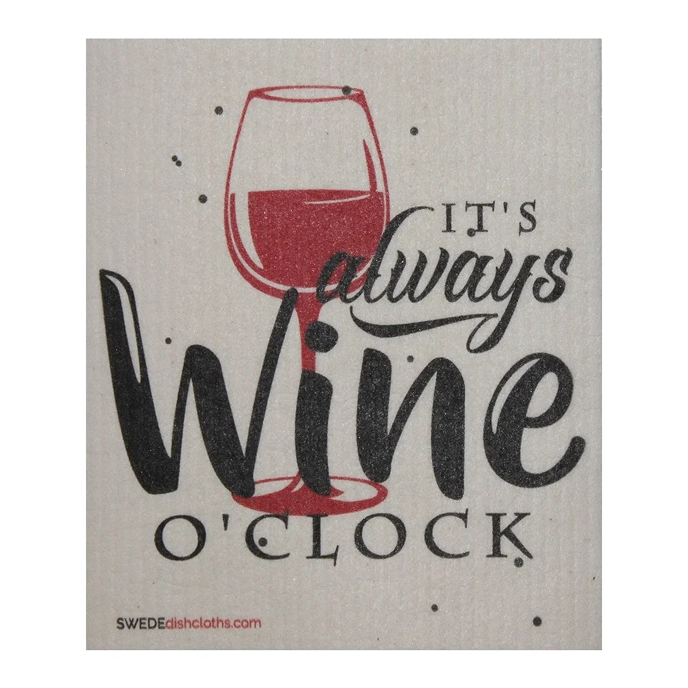 Swedish Dishcloth Wine O'clock.webp