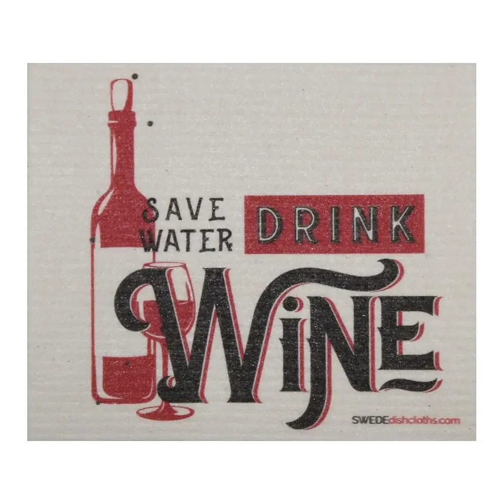 Swedish Dishcloth Save Water Drink Wine.webp