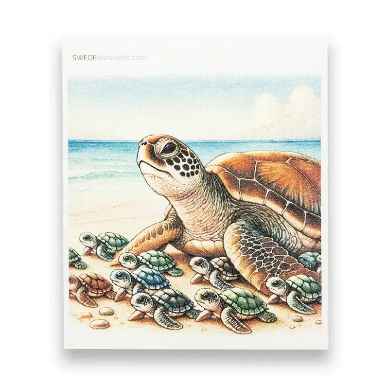 swedish cloth green turtle and hatchlings.webp
