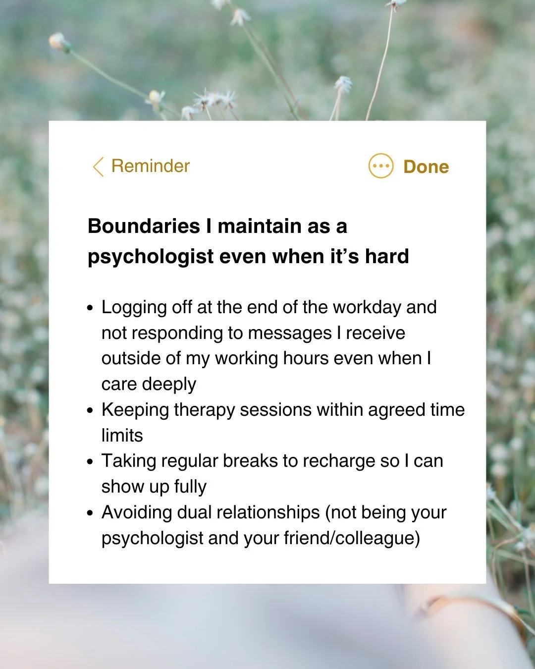 As psychologists, we care deeply about supporting our clients, but we also need to maintain boundaries, even when it’s hard. π
Boundaries are not about being distant; they create safety, structure, and trust in therapy. By modelling them, we