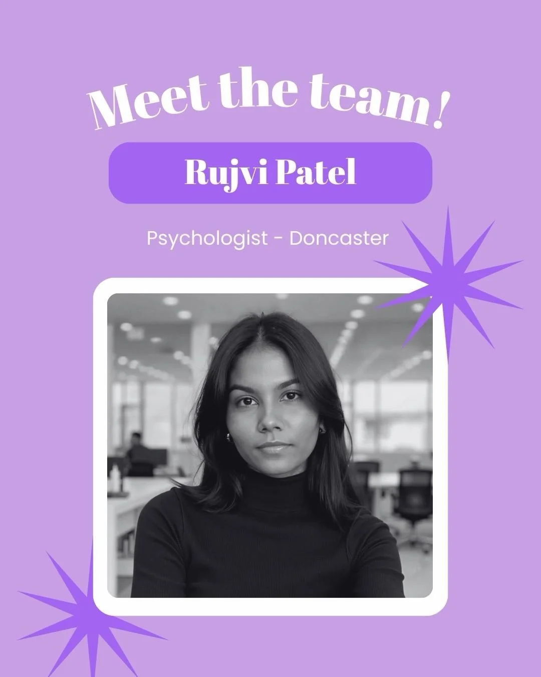Meet our newest psychologist to the Grahms team, Rujvi!

Rujvi is experienced working with children and adolescents across school and hospital settings, and is passionate about helping clients feel genuinely understood, supported, and confident in th